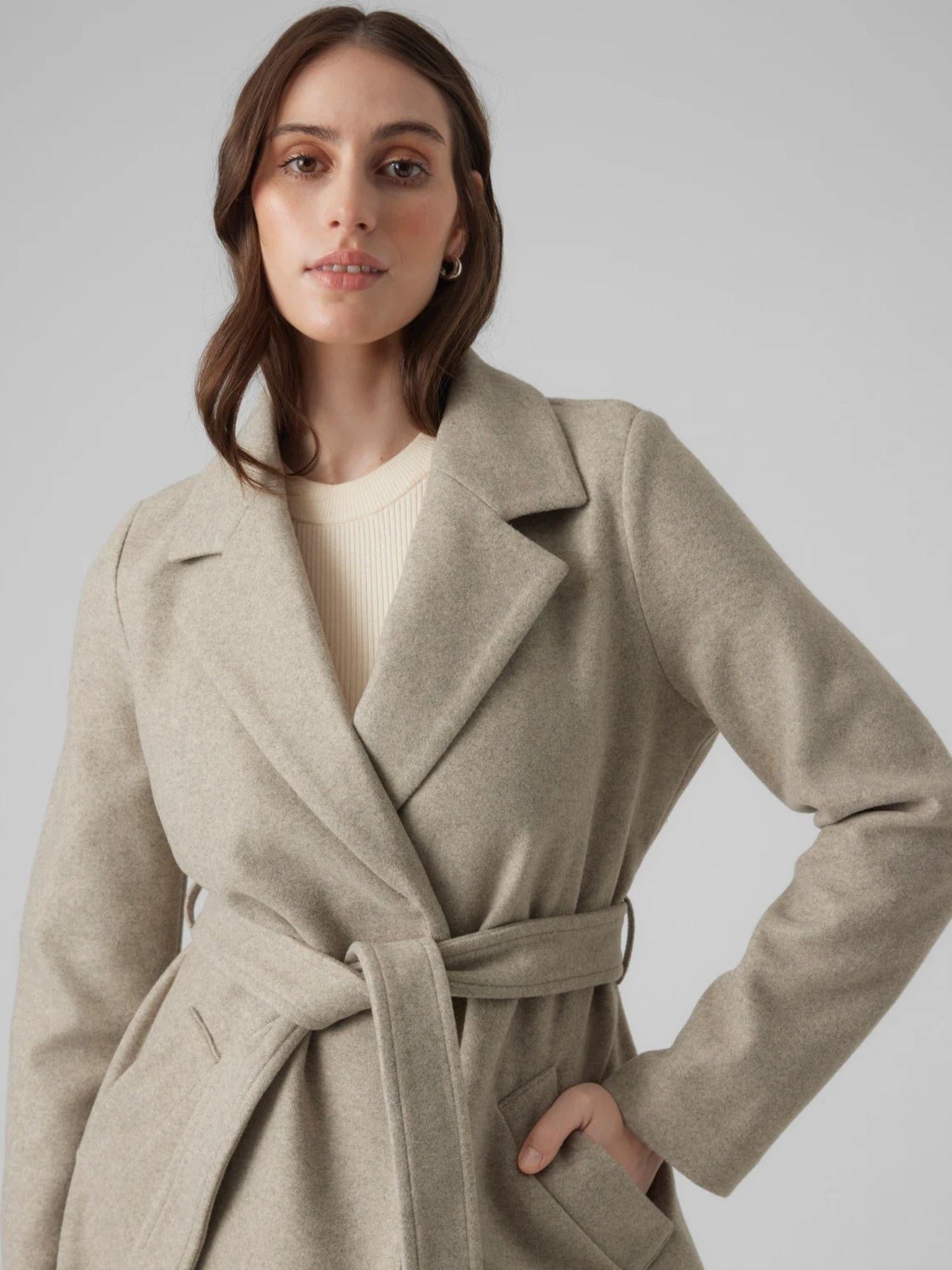Vero Moda Cappotto Donna Fortuneaya Beige 10278330 Silver Mink MELANGE VERO MODA