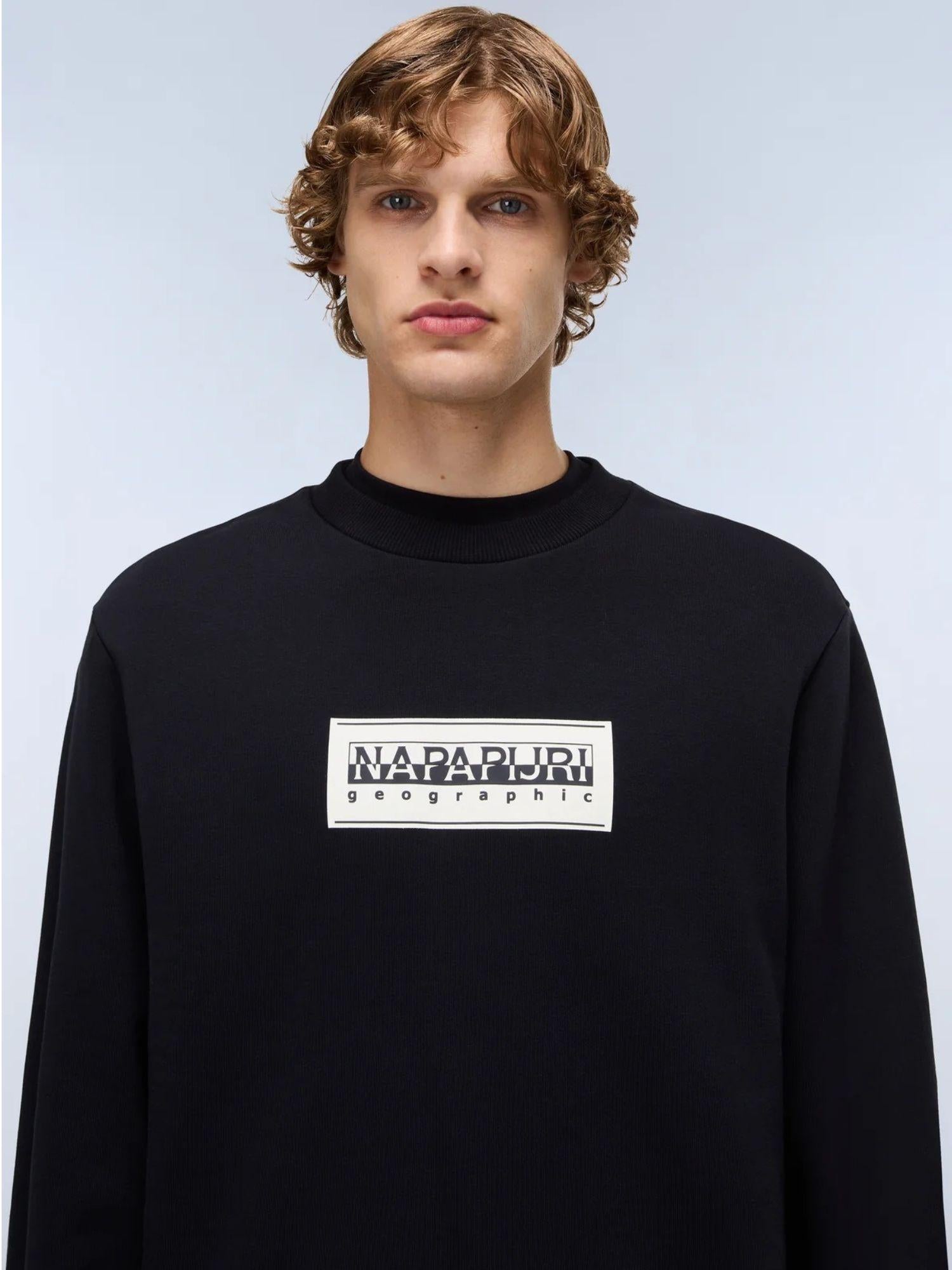 Napapijri Felpa Nera Box Logo Da Uomo NP0A4I1A 041 NAPAPIJRI