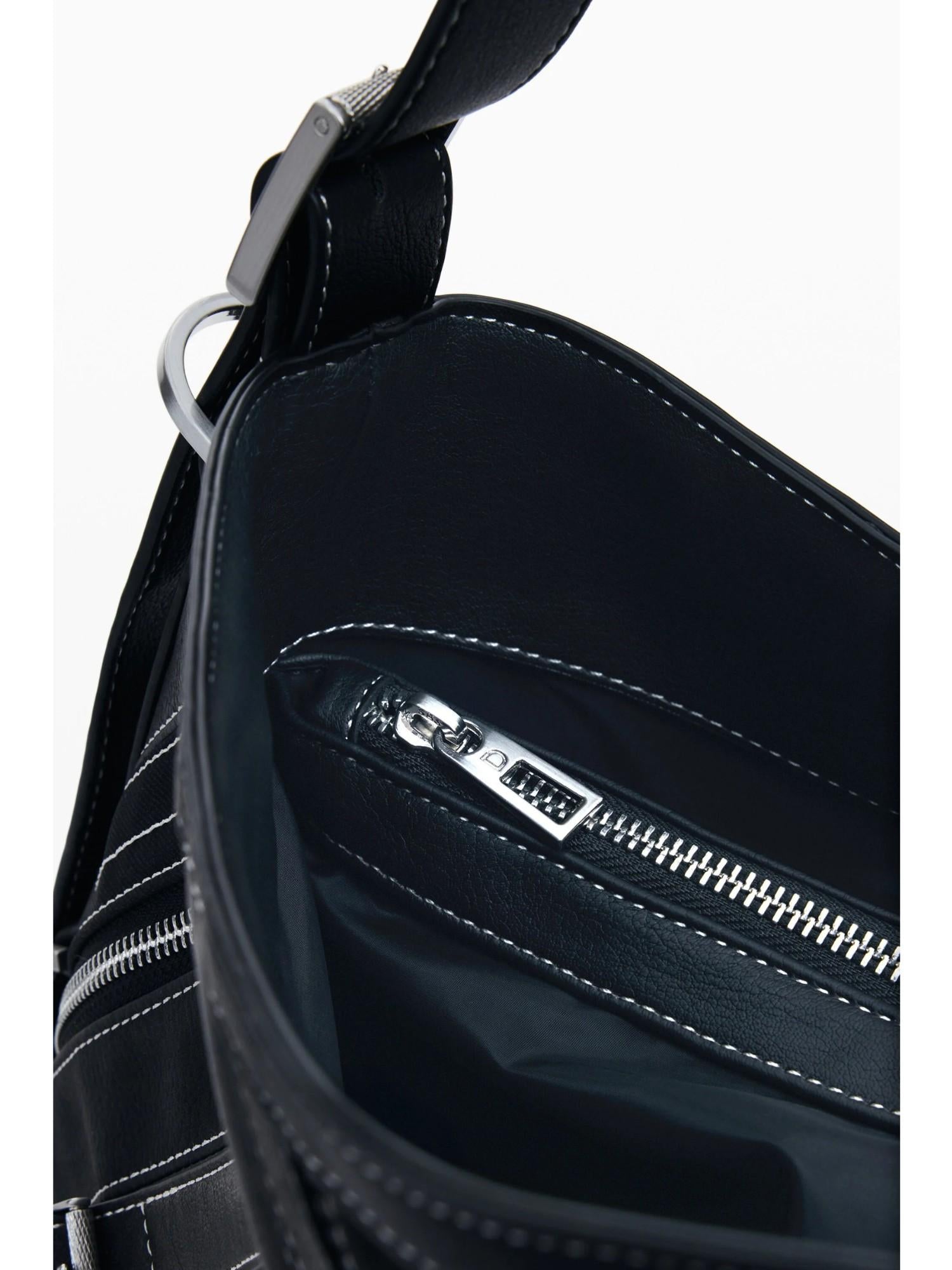 Desigual Borsa effetto pelle con fibbie media Donna Nero 25WAXP72 2000 DESIGUAL