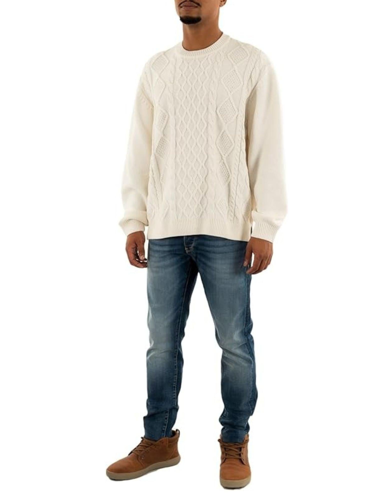 Armani Exchange Maglione Uomo Bianco Lavorazione Intrecciata XM001331 AF13776 U0009 ARMANI EXCHANGE