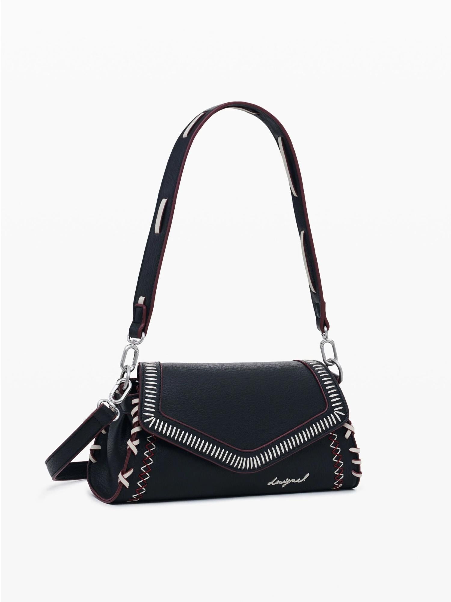 Desigual Borsa effetto pelle cuciture media Donna Nero 25WAXPBE 2000 DESIGUAL