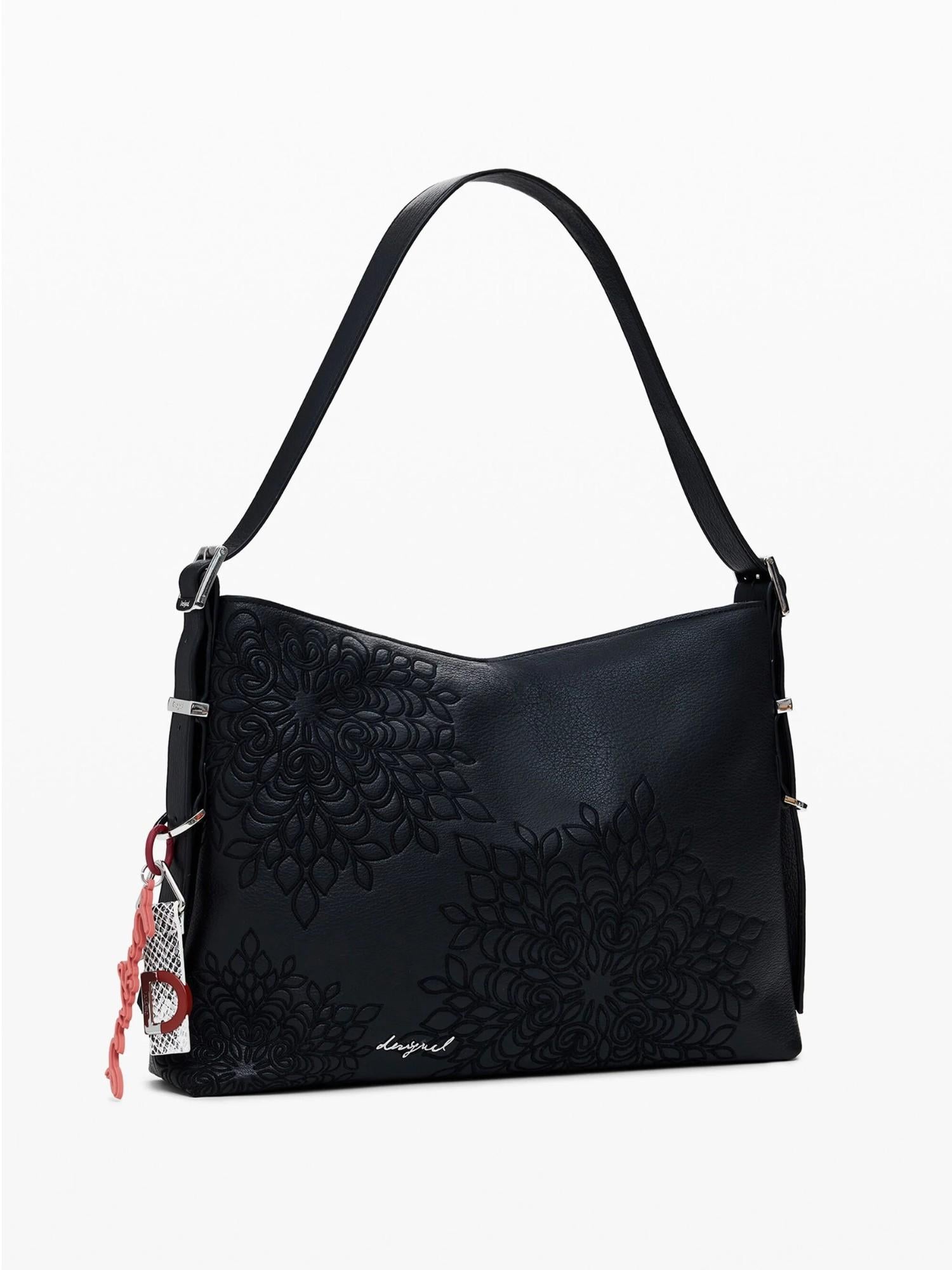 Desigual Borsa effetto pelle ricamata media Donna Nero 25WAXPA0 2000 DESIGUAL