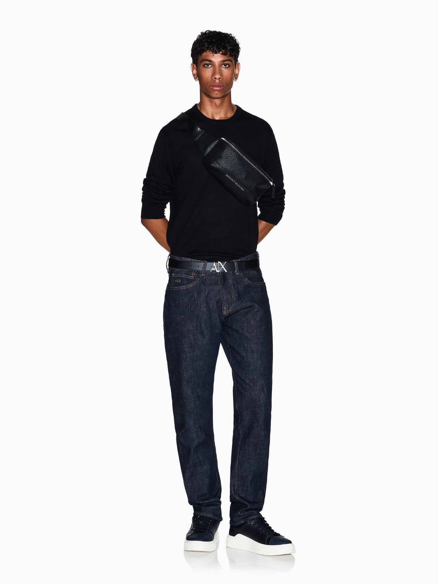 Armani Exchange Maglione girocollo in lana vergine Uomo Nero 8NZM3A ZM8AZ 1200 ARMANI EXCHANGE