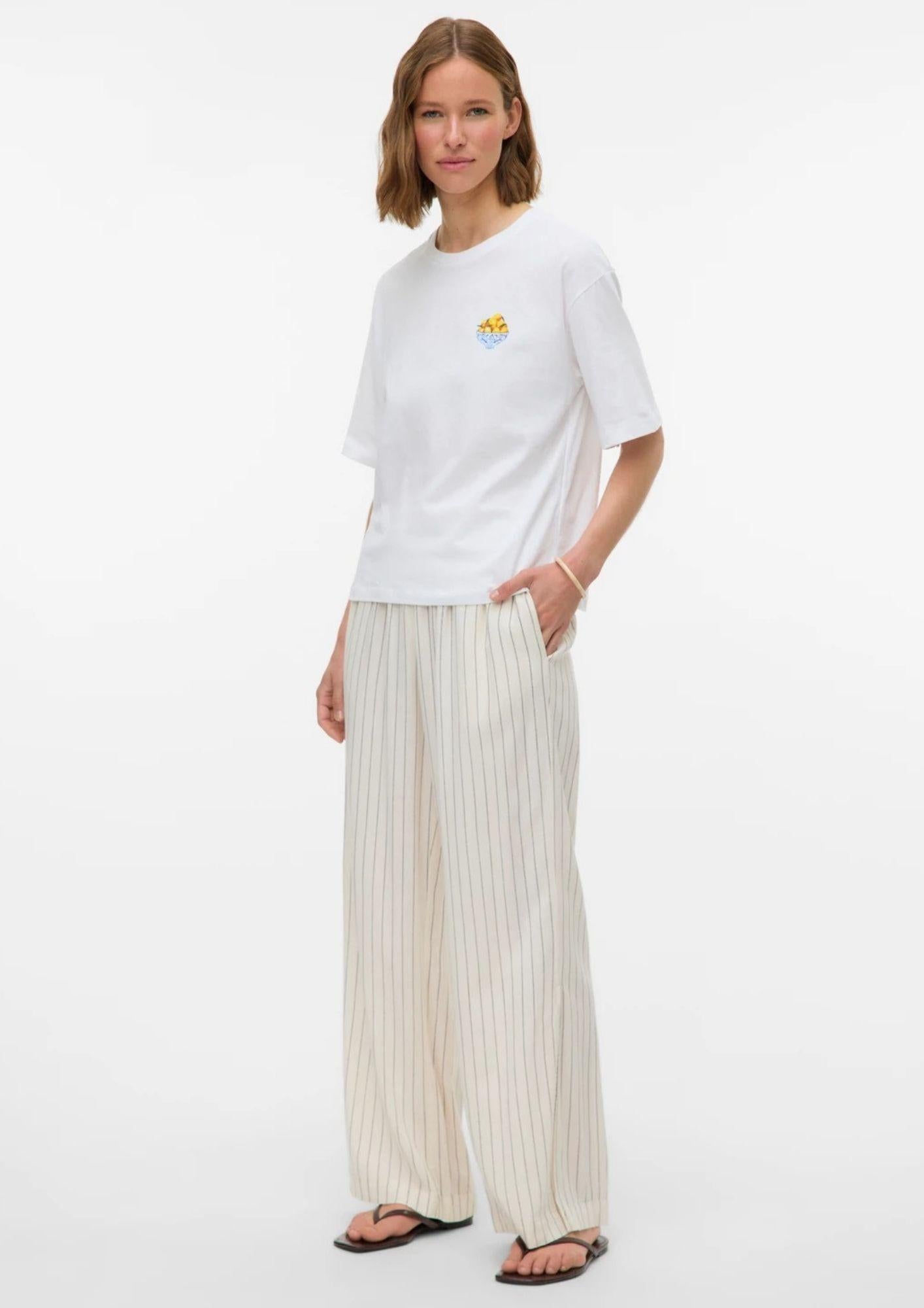 Aware Pantalone Donna Ryder Bianco Righe Nere 10328663 Snow White Black AWARE