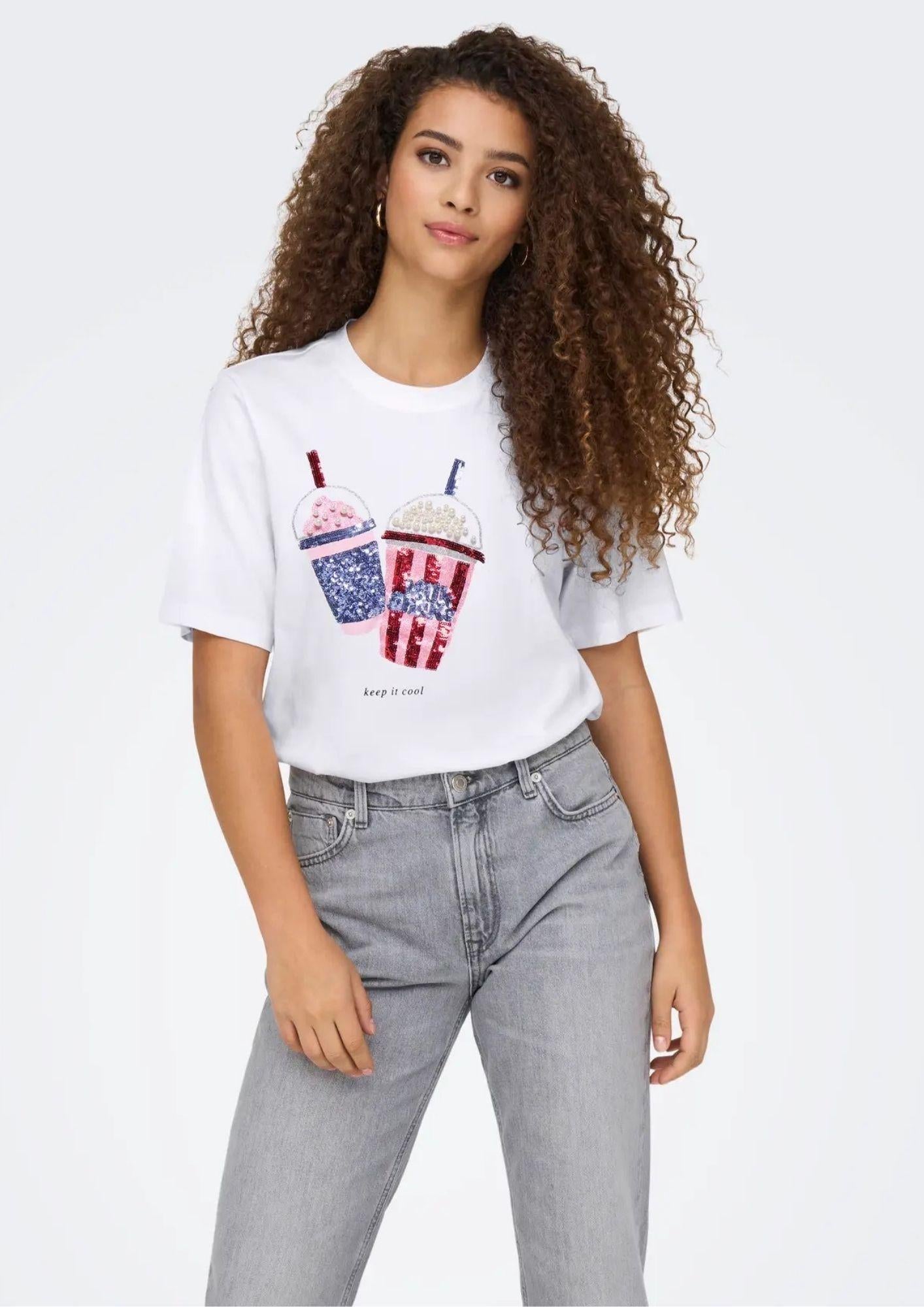 Only T-Shirt Donna Burst Bianca 15343431 Bright White ONLY