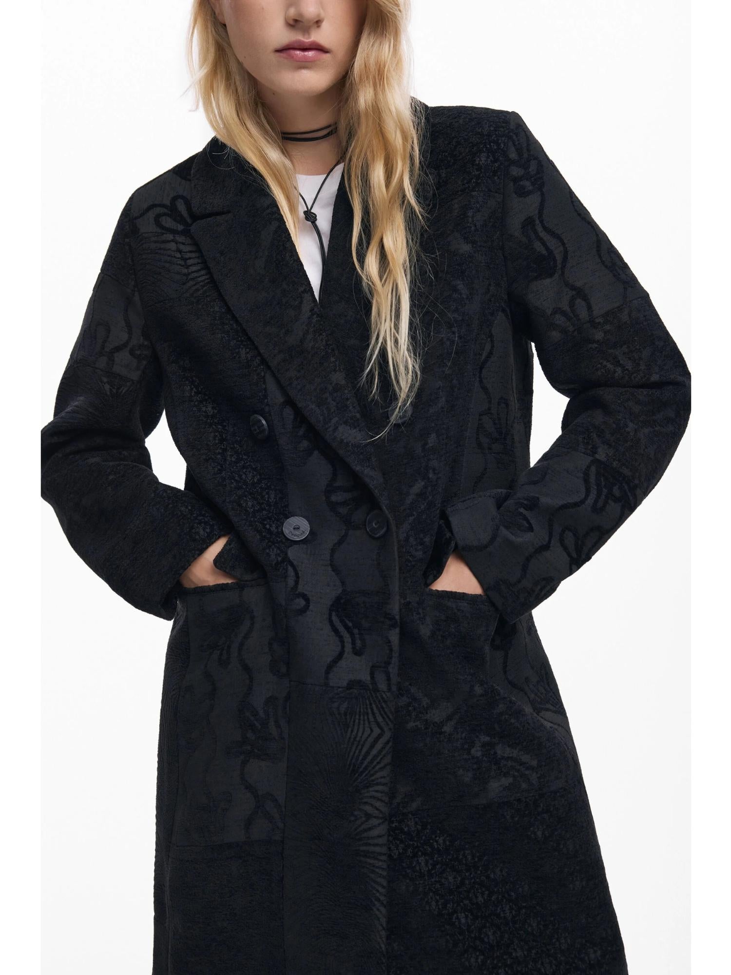 Desigual Cappotto nero a trama Donna 25WWEW16 2000 DESIGUAL