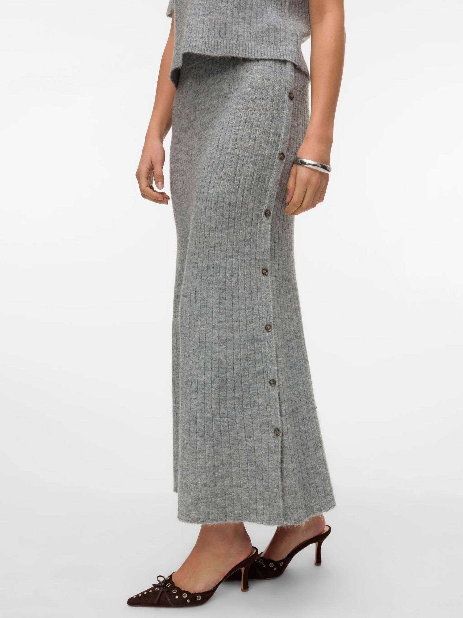 Vero Moda Gonna Midi Donna Sally Light Grey Melange 10334898 Light Grey Melange VERO MODA