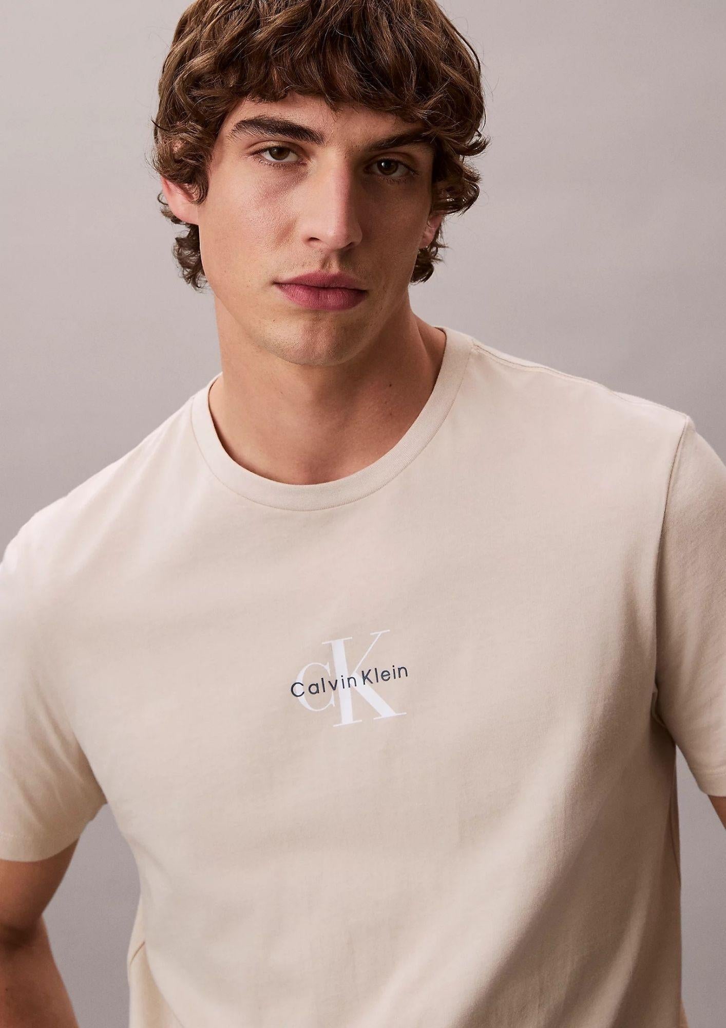 Calvin Klein T-Shirt Uomo Beige LV04RB866G 2JX CALVIN KLEIN