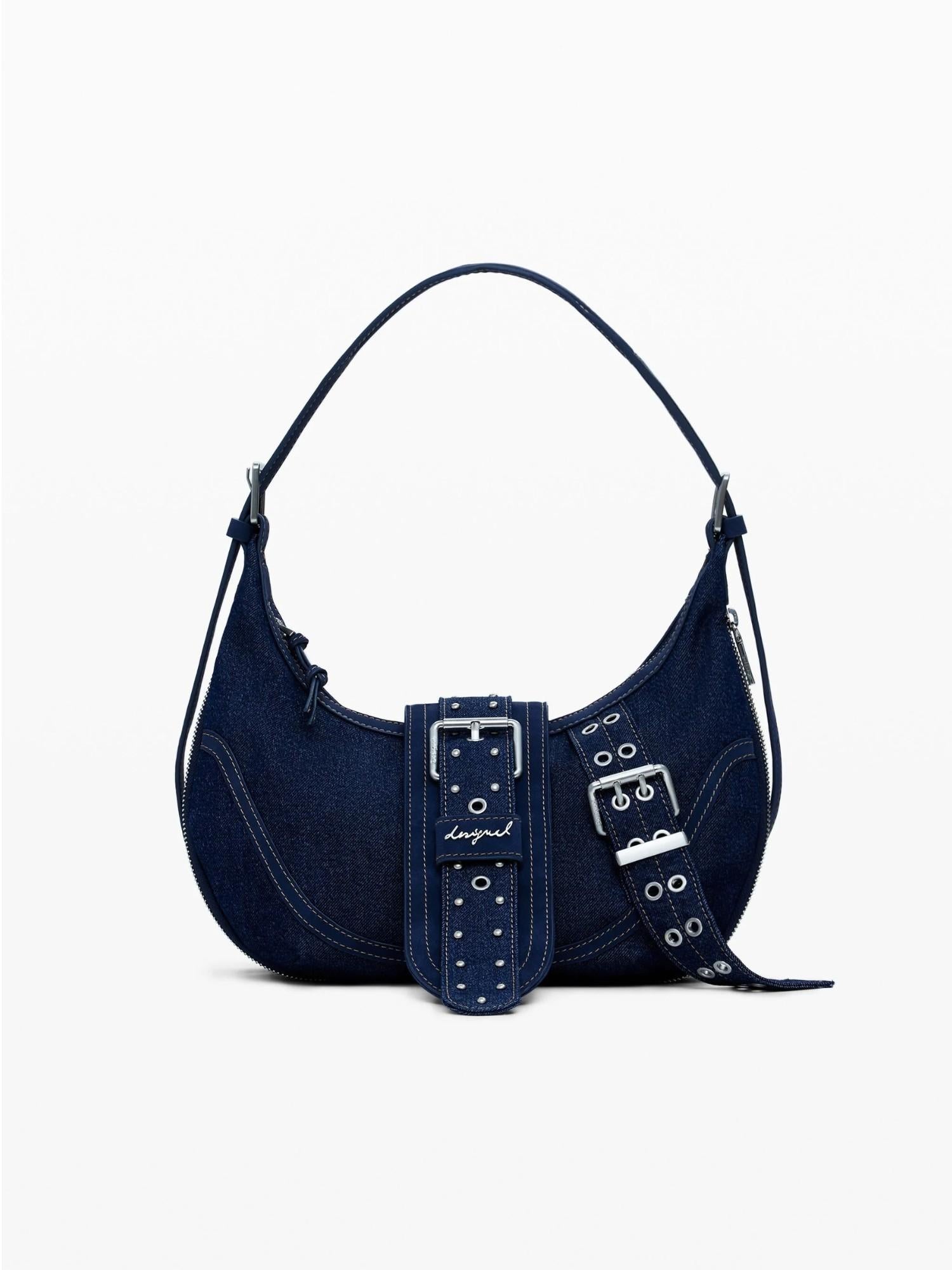 Desigual Borsa di jeans con fibbie media Donna Blu 25WAXD24 5008 DESIGUAL