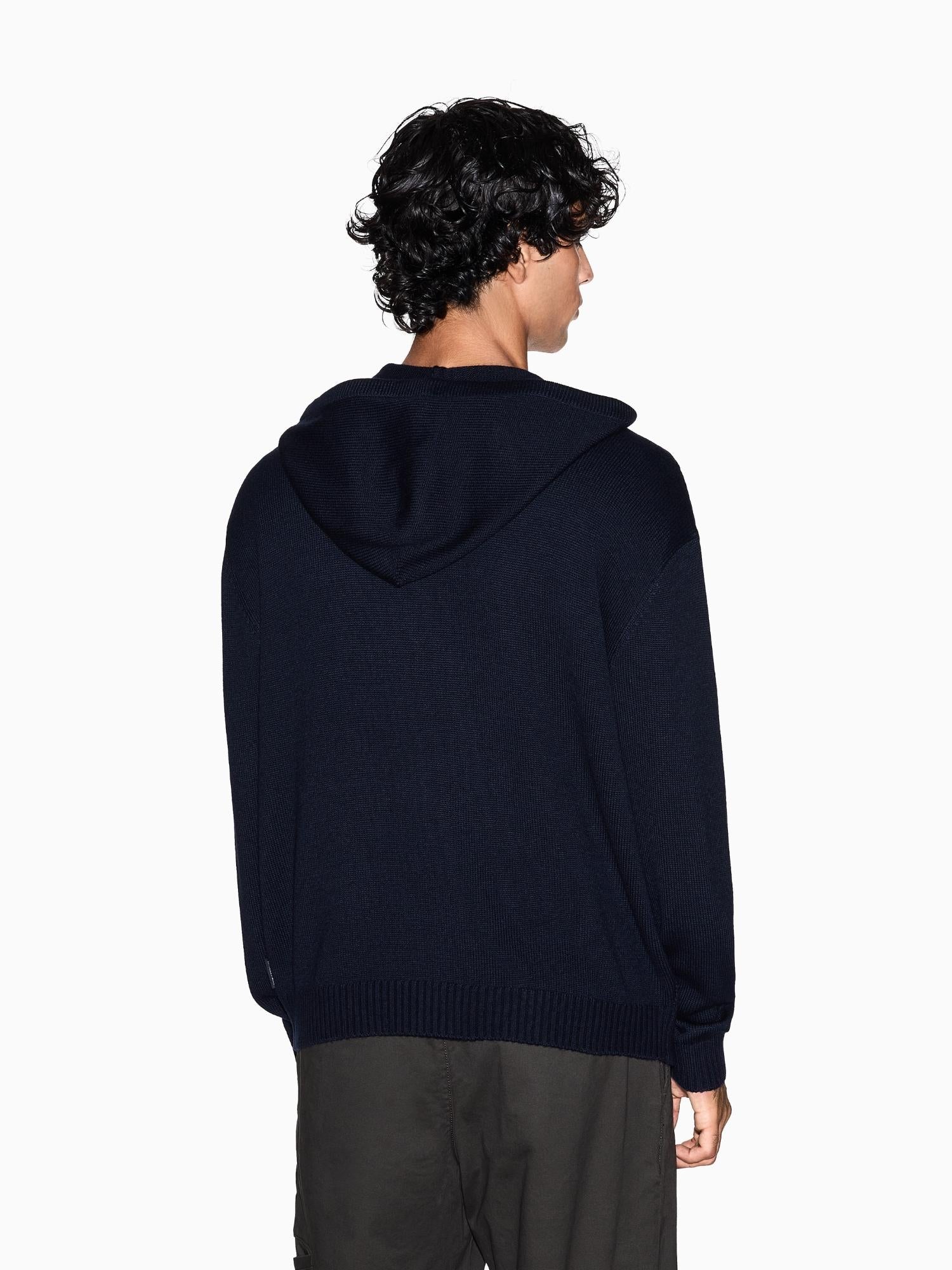 Armani Exchange Maglione Uomo con cappuccio a blocchi Chocolate Melange Deep Navy XM001337 AF19385 M6132 ARMANI EXCHANGE