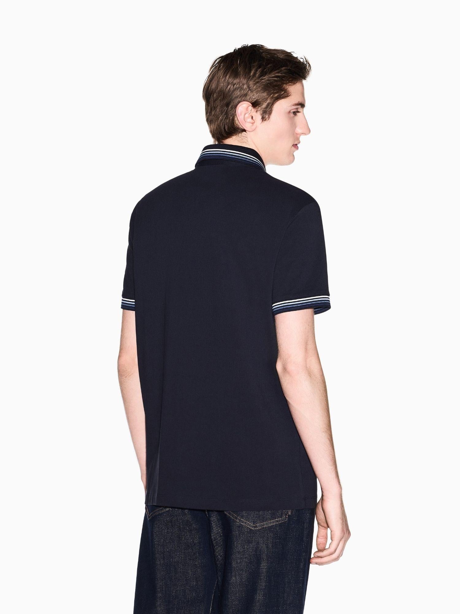 Armani Exchange Polo Uomo Blu Navy in Piquet di Cotone Traspirante XM002326 AF13026 UB101 ARMANI EXCHANGE