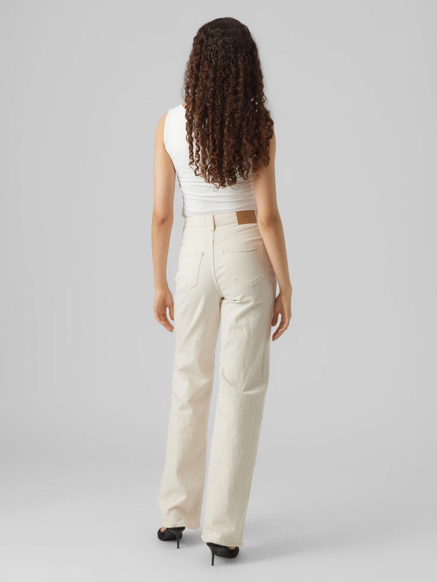 Vero Moda Jeans Donna Wide Fit Ecru VMTessa 10287303 Ecru VERO MODA