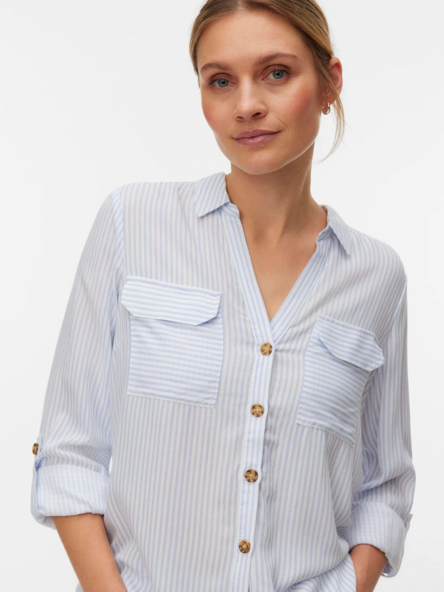Vero Moda Camicia Donna Brunnera Blue Snow White Vmbumpy 10275283 Brunnera Blue VERO MODA