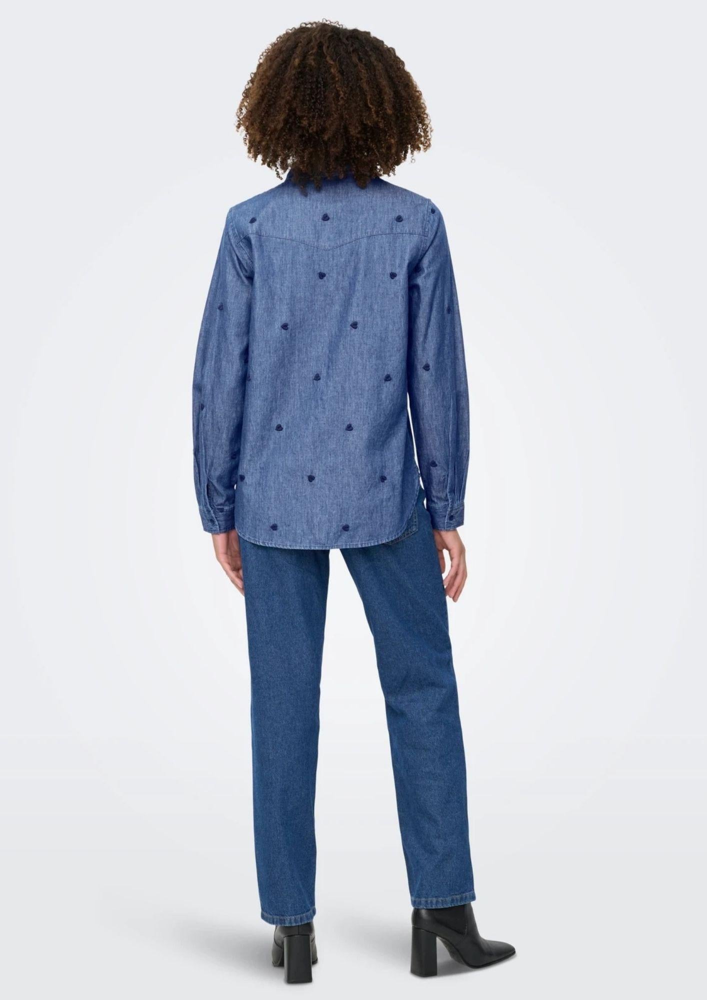 Jacqueline De Yong Camicia Donna Love Blu Medio Denim 15363999 Medium Blue Denim HEART EMBR JACQUELINE DE YONG
