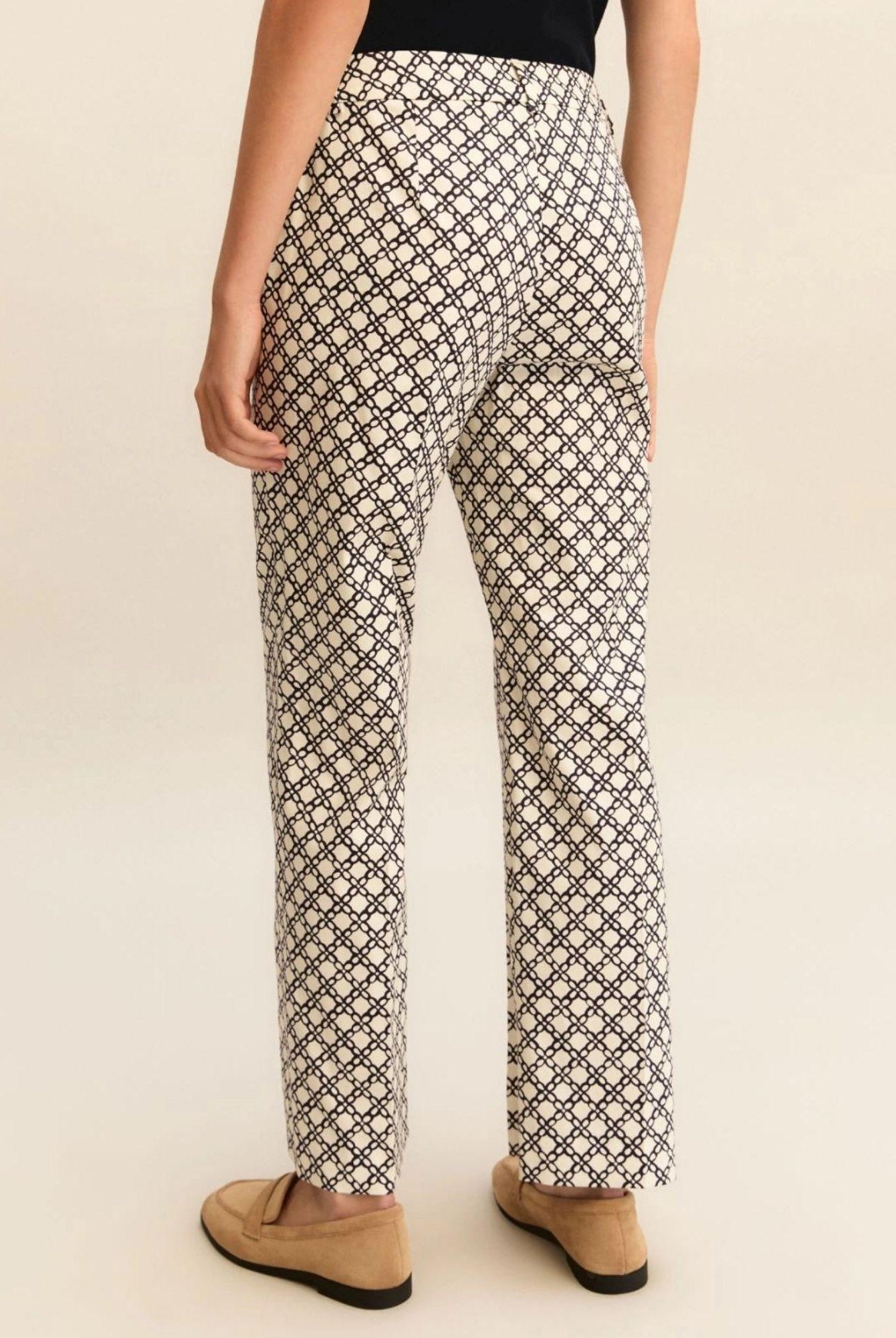 Emme Marella Pantalone Donna Emmclassi Bianco Lana FAntasia Geometrica 2615131201200 001 EMME MARELLA