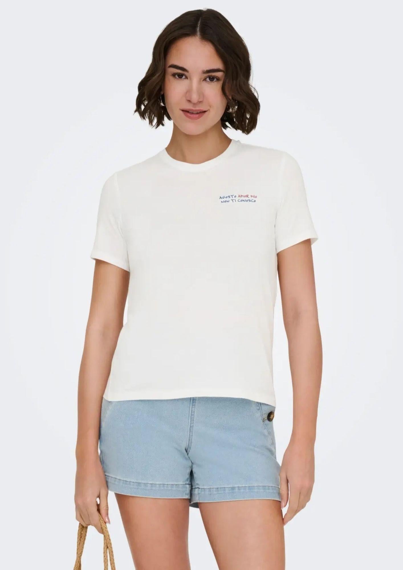Only T-Shirt Donna Mira Bianca 15368637 Cloud Dancer ONLY