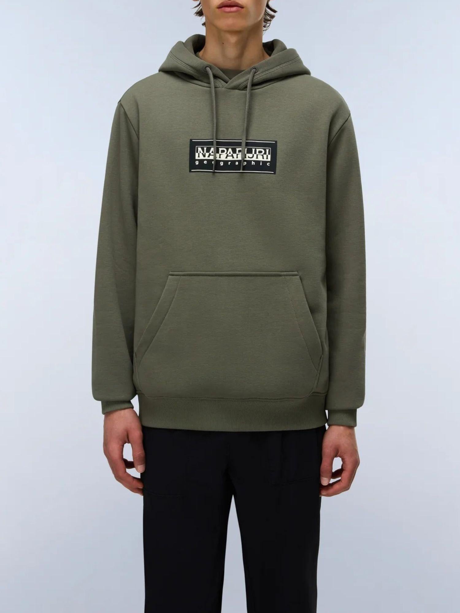 Napapijri Felpa Uomo con Cappuccio Box Logo Verde NP0A4I19 G0A NAPAPIJRI
