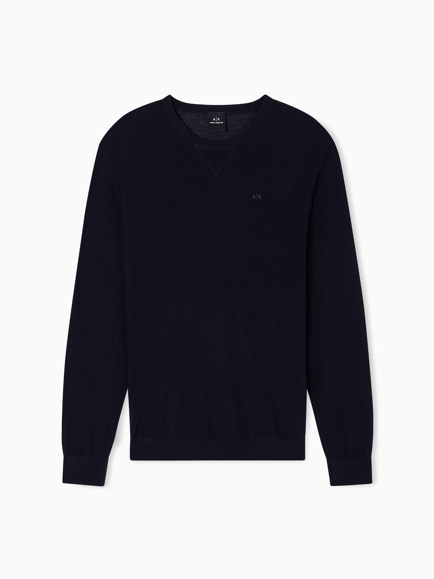 Armani Exchange Maglione Uomo Girocollo In Lana Vergine Blu Navy 8NZM3A ZM8AZ 1510 ARMANI EXCHANGE