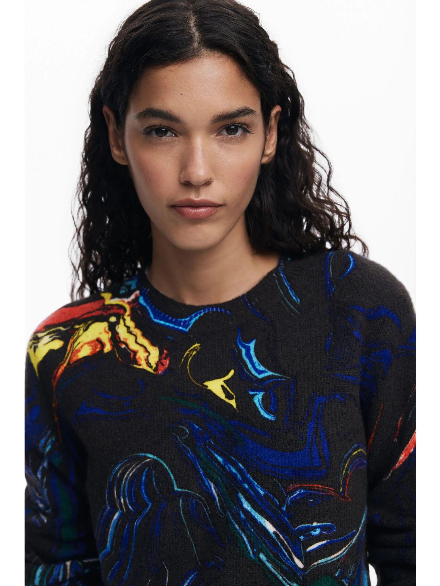 Desigual Maglione disegnato da Mr. Christian Lacroix Donna Nero 25WWJF05 2000 DESIGUAL