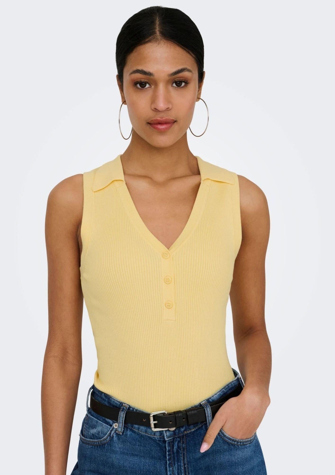 Jacqueline De Yong Top Donna Nanna Giallo 15351433 Double Cream JACQUELINE DE YONG