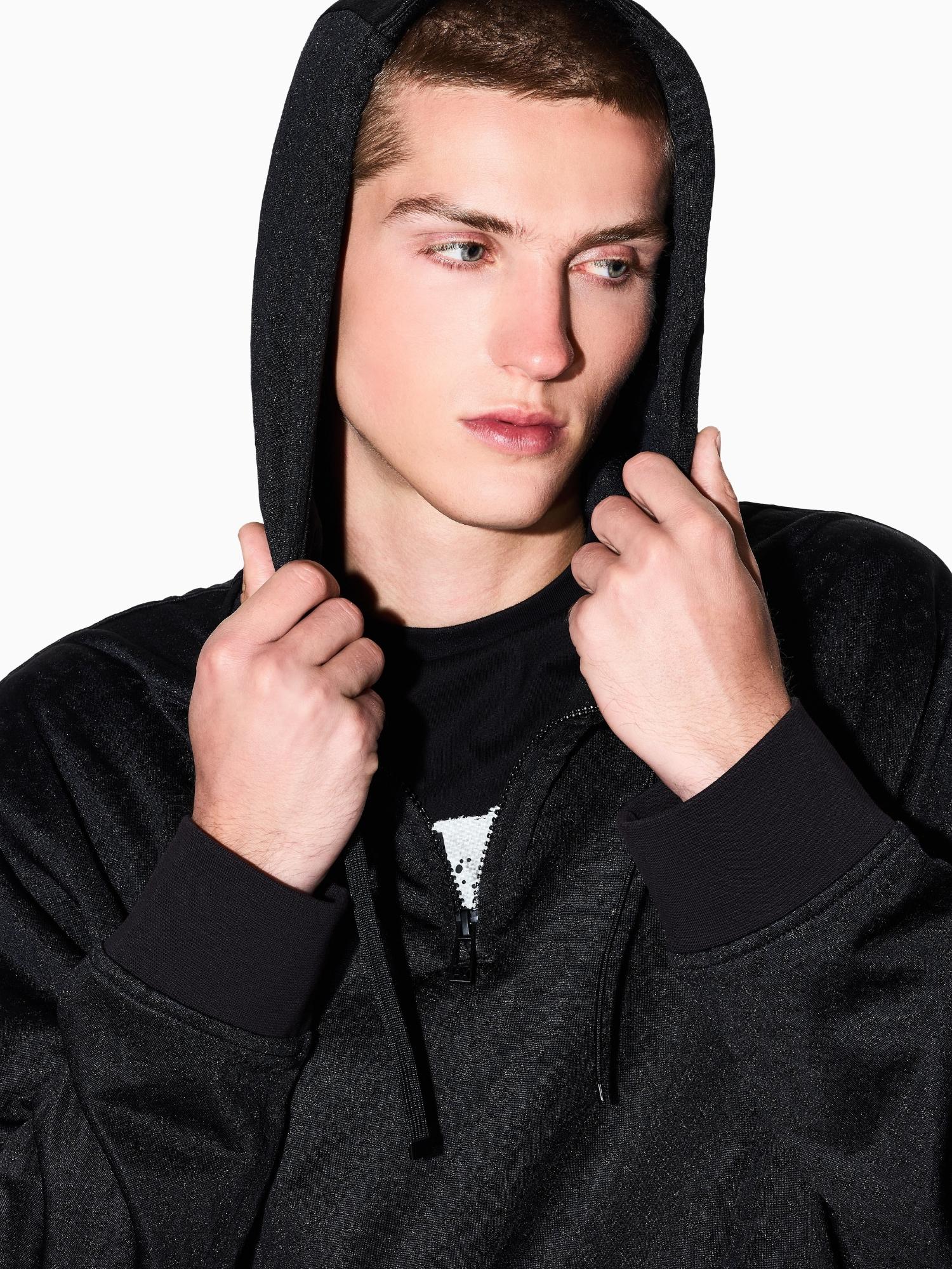 Armani Exchange Felpa Uomo con cappuccio micro texture Nero XM001355 AF16259 FC022 ARMANI EXCHANGE