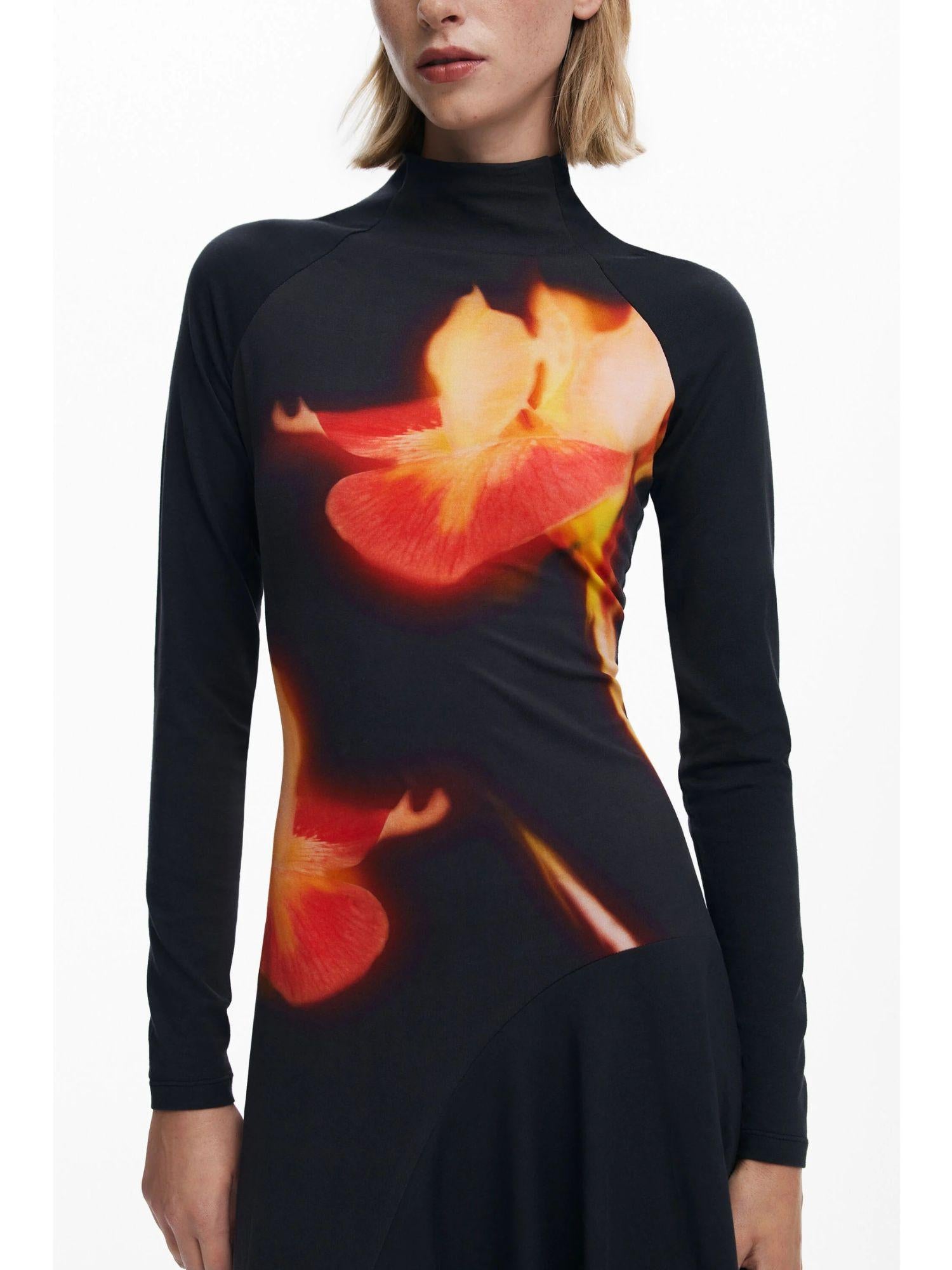 Desigual Abito aderente asimmetrico Donna Nero 25WWVK40 2000 DESIGUAL