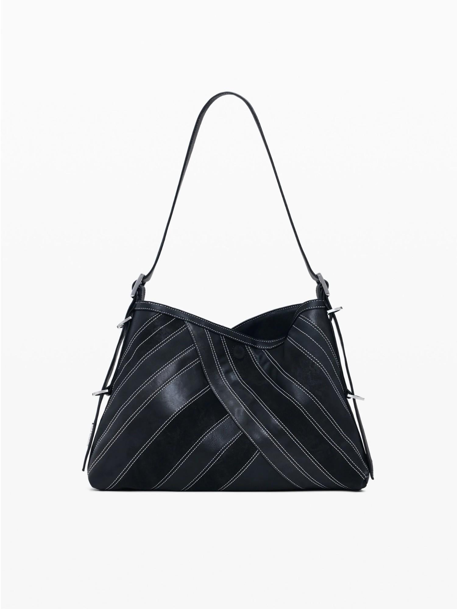 Desigual Borsa effetto pelle con fibbie media Donna Nero 25WAXP72 2000 DESIGUAL