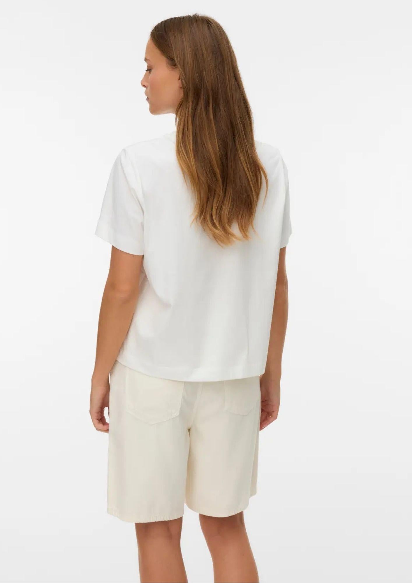 Vero Moda T-Shirt Donna Sola Bianca Stampa Sunflower 10341979 Snow White SUNFLOWER VERO MODA