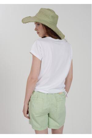 Yes Zee T-Shirt Donna Scollo a V Coulisse Sul Fondo Bianco Gesso T270 S700 0107 YES ZEE