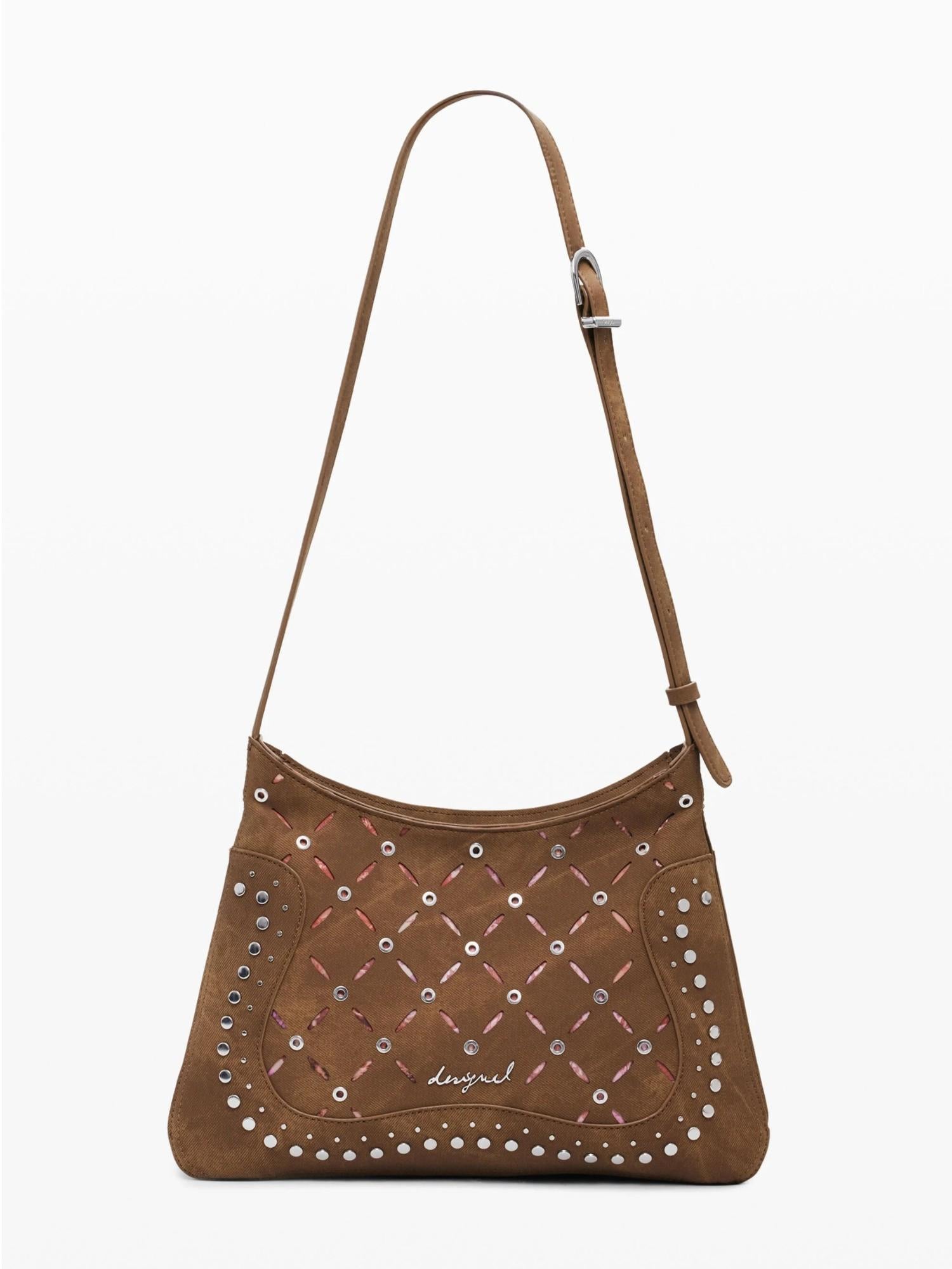 Desigual Borsa effetto pelle traforata media Donna Marrone 25WAXPB4 6011 DESIGUAL