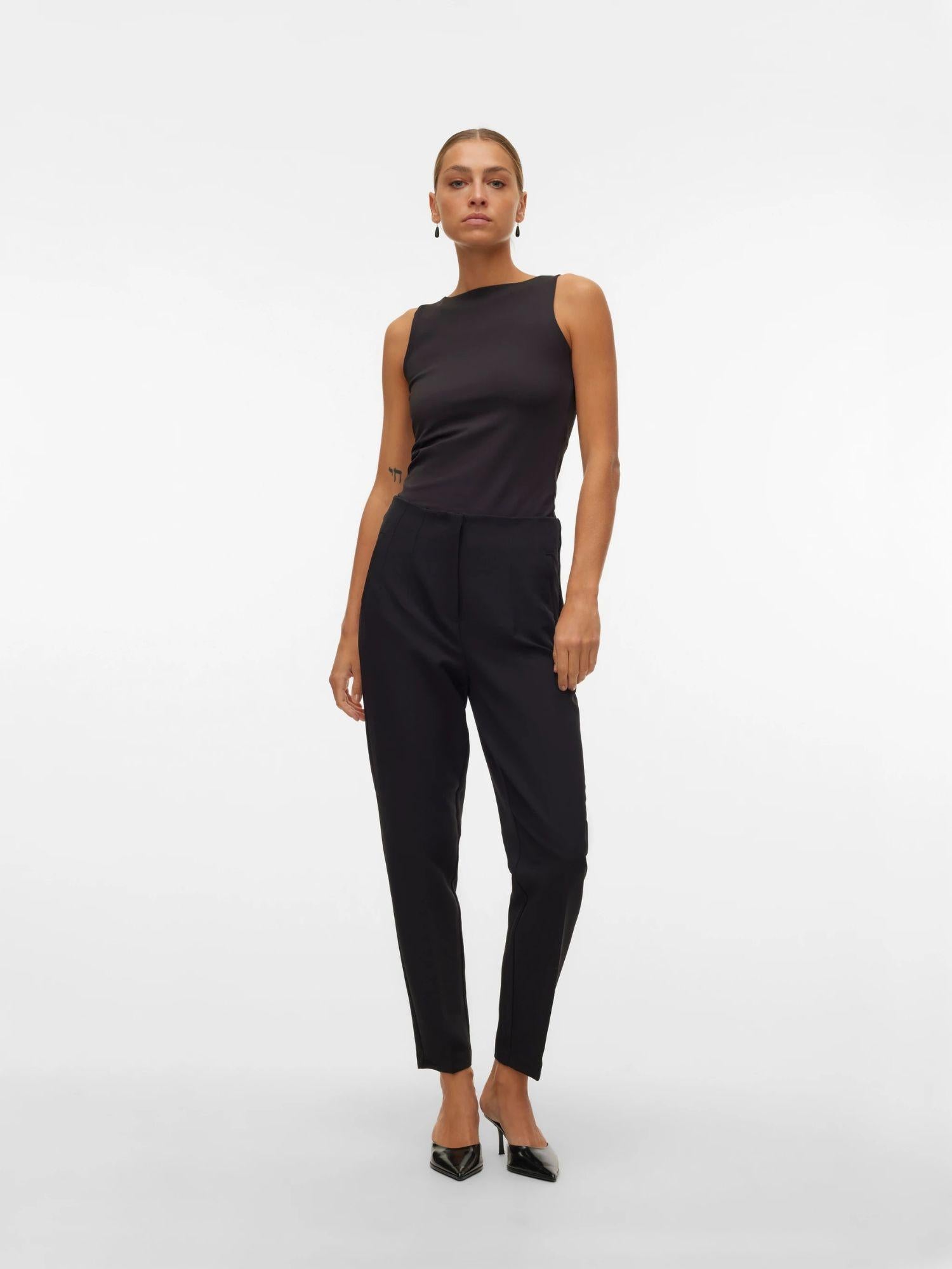 Vero Moda Pantaloni Donna Lina A Vita Alta Nero 10309140 BLACK VERO MODA