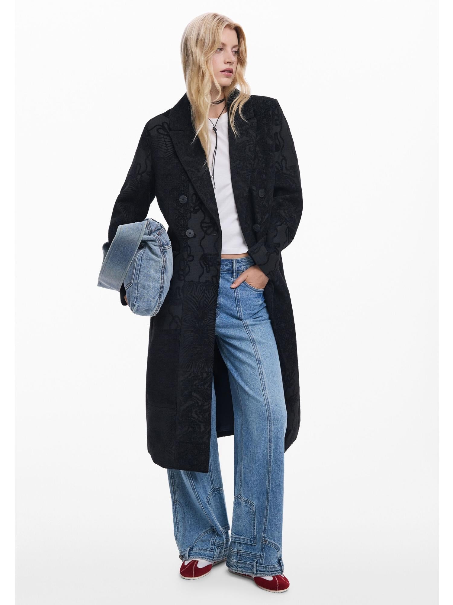 Desigual Cappotto nero a trama Donna 25WWEW16 2000 DESIGUAL