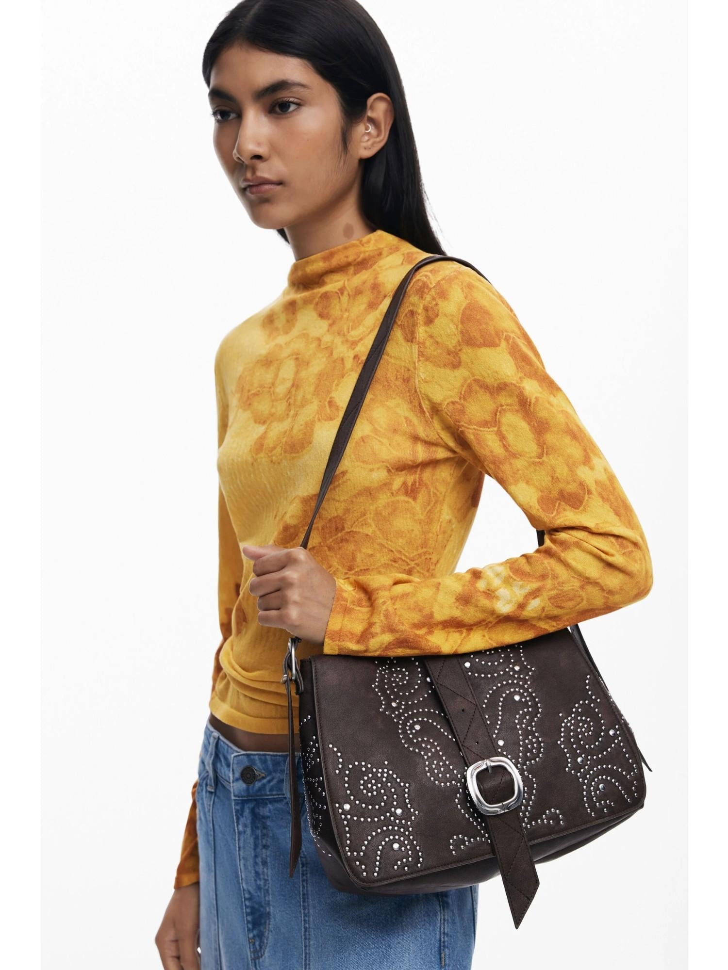 Desigual Borsa effetto pelle con fibbia media Donna Marrone 25WAXP34 6009 DESIGUAL