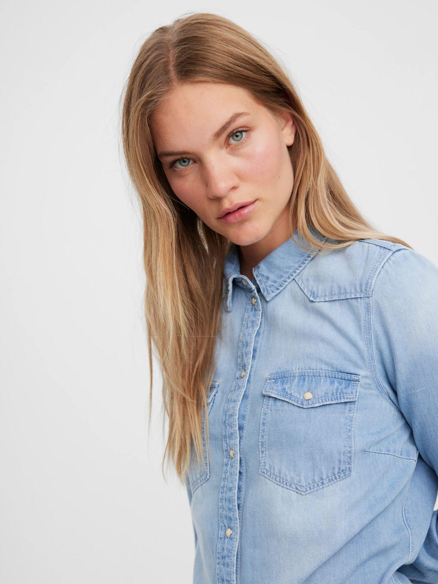 Vero Moda Camicia Donna Light Blue VMMalou 10277523 Light Blue Denim BIRCH STITCH VERO MODA