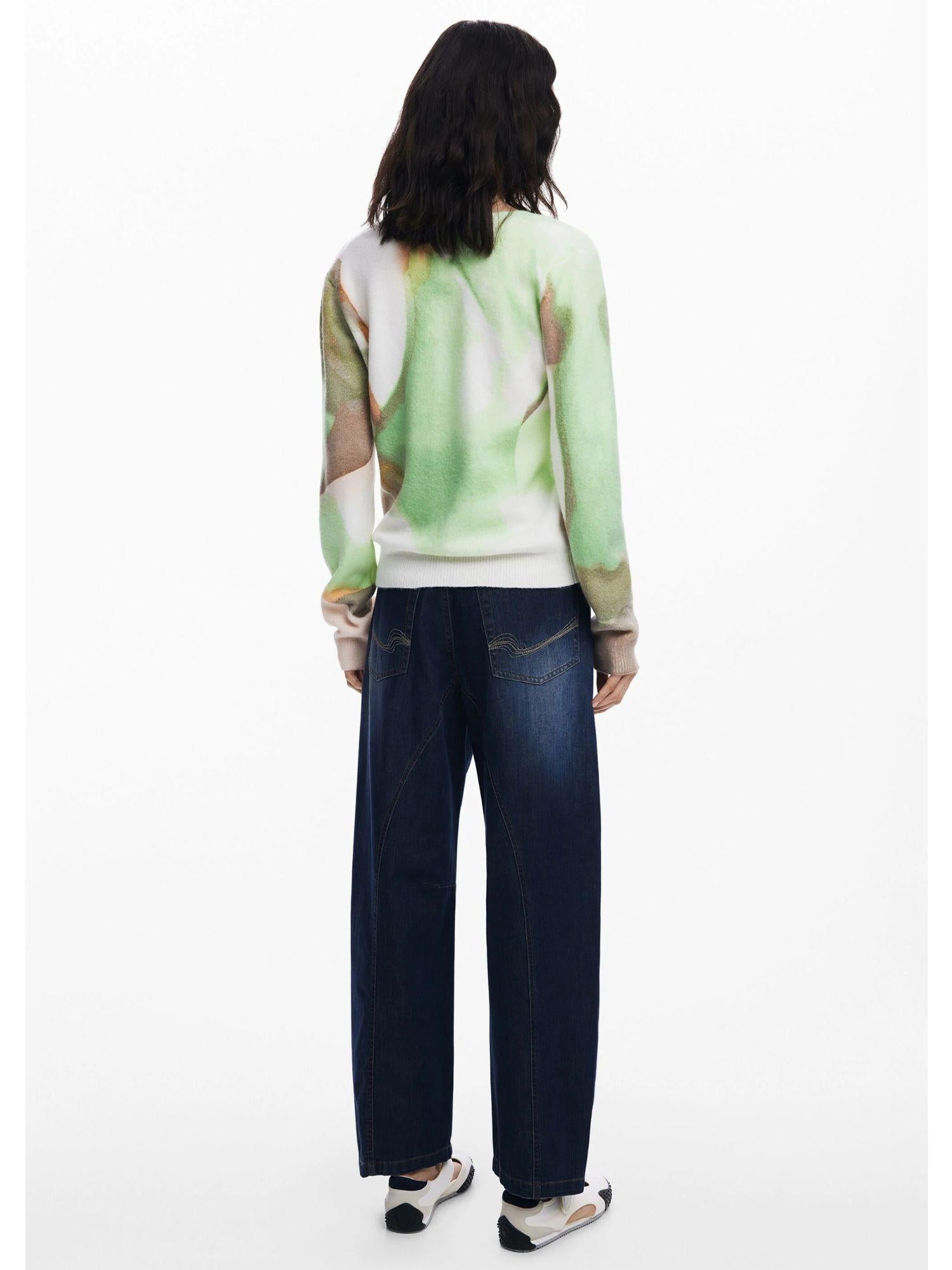 Desigual Maglione morbido con scollo a V Donna Verde 25WWJF13 4146 DESIGUAL