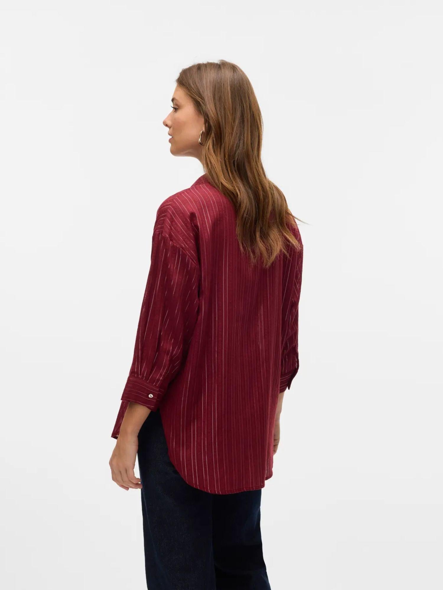 Vero Moda Camicia Donna Olla Maniche 3/4 Syrah Silver Lurex 10329382 Syrah VERO MODA