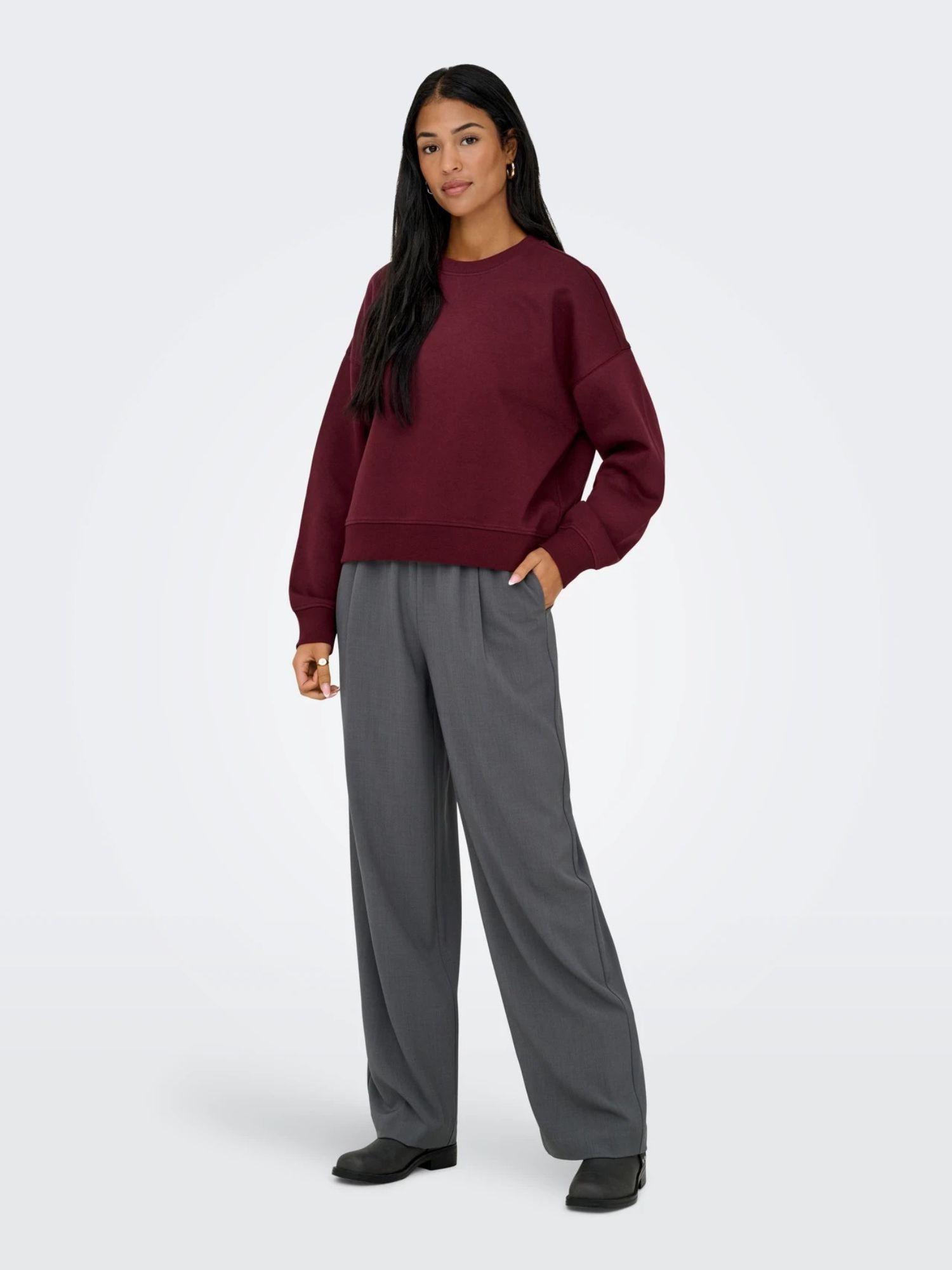 Only Felpa Donna Best Rosso Tawny Port 15338727 Tawny Port ONLY