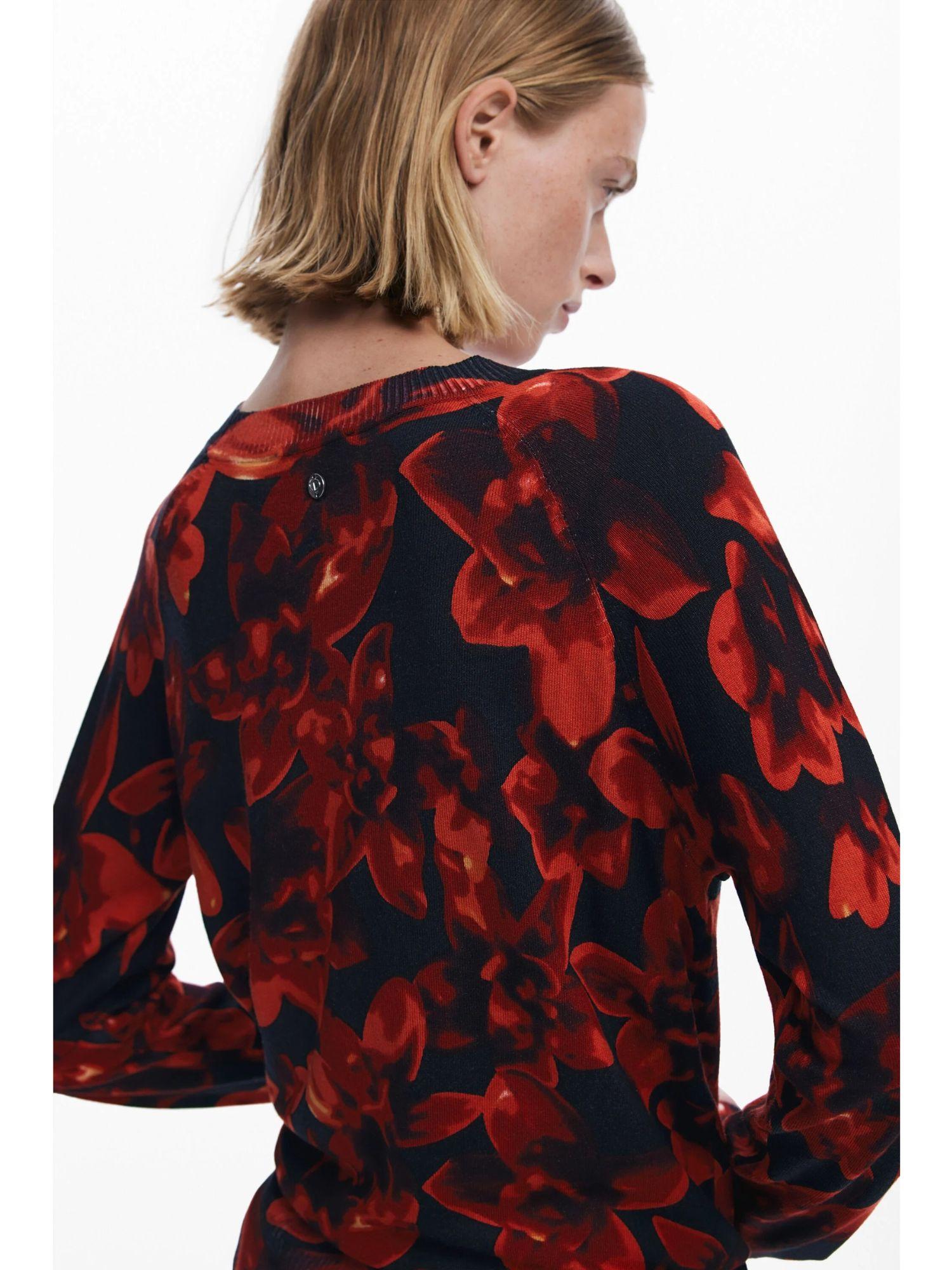 Desigual Maglione leggero a fiori Donna Nero 25WWJF16 2000 DESIGUAL