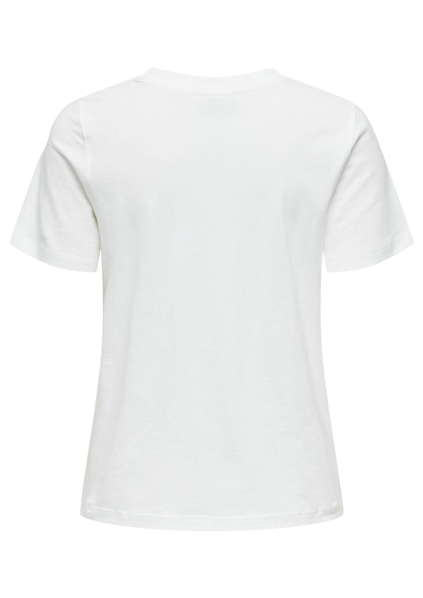 Jacqueline De Yong T-Shirt Donna Pisa Bianca con Cuore 15298612 Cloud Dancer BITTERSWEET HEART JACQUELINE DE YONG