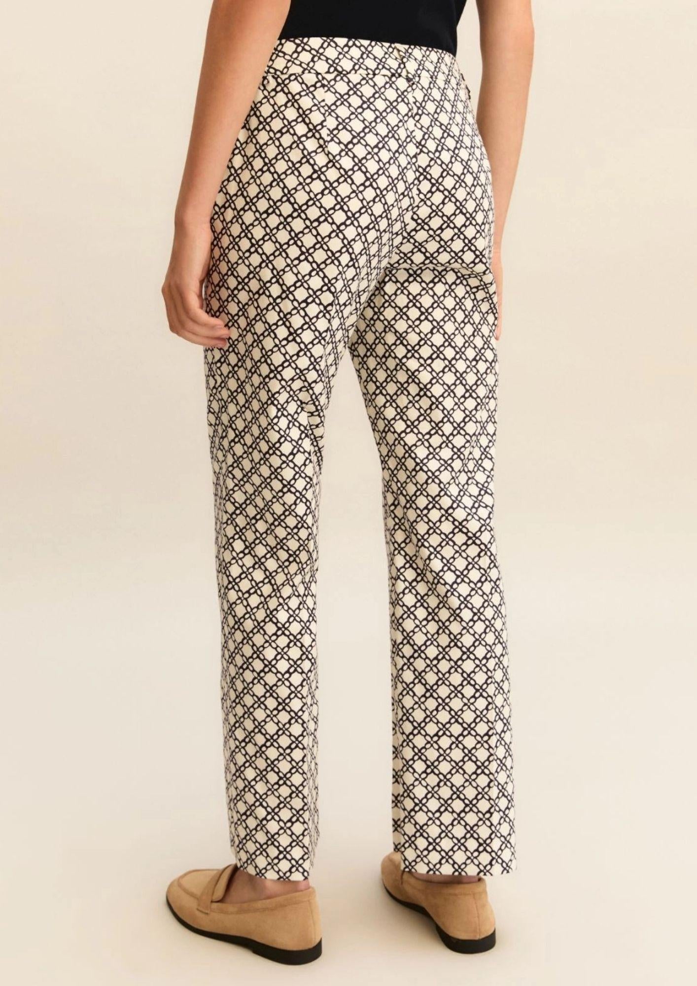 Emme Marella Pantalone Donna Emmclassi Bianco Lana FAntasia Geometrica 2615131201200 001 EMME MARELLA