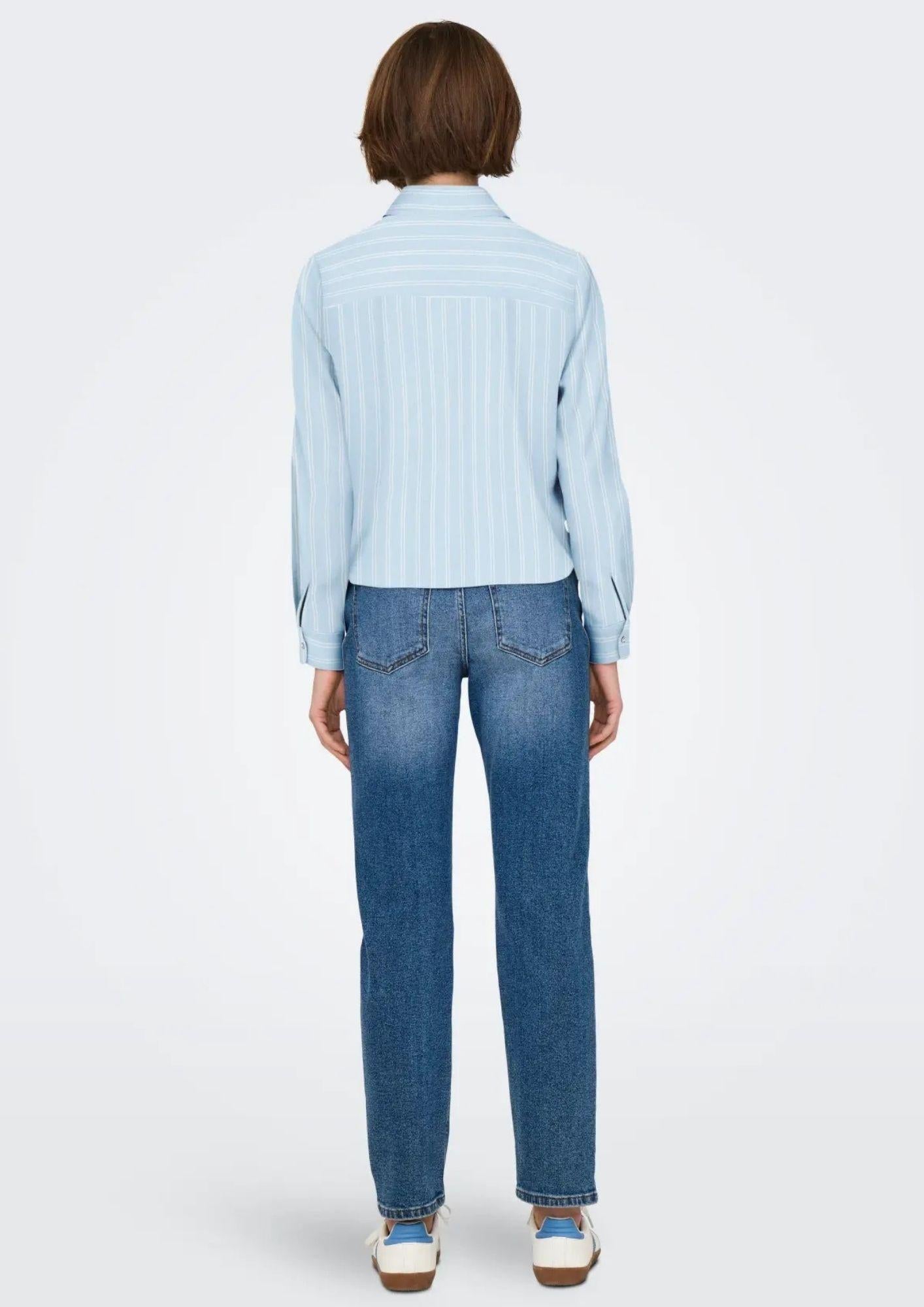 Only Camicia Donna Lecey Azzurra Righe Bianche 15195910 Cerulean ONLY