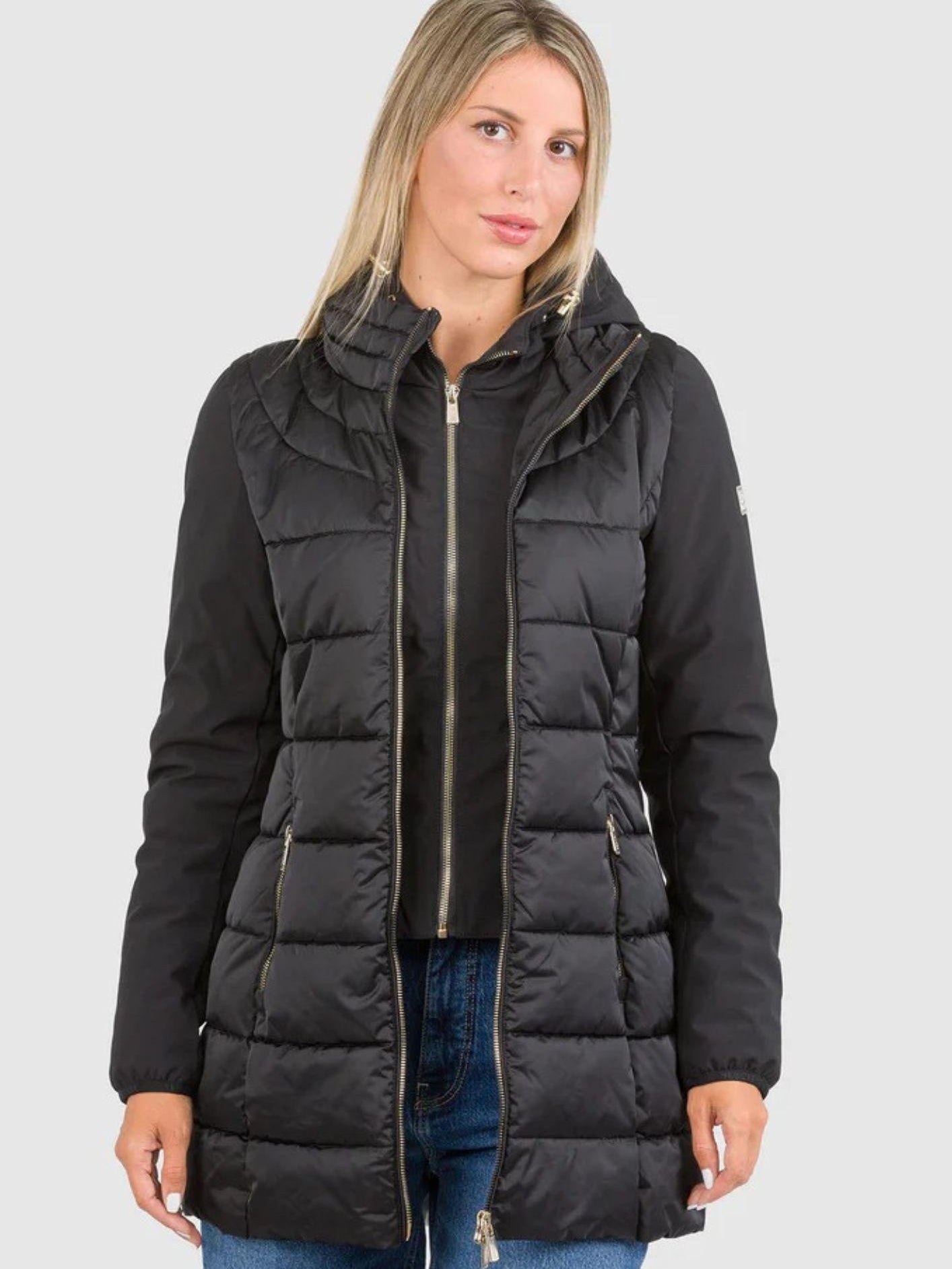 Yes Zee Giacca Lunga Donna Nera O045 M800 0801 YES ZEE