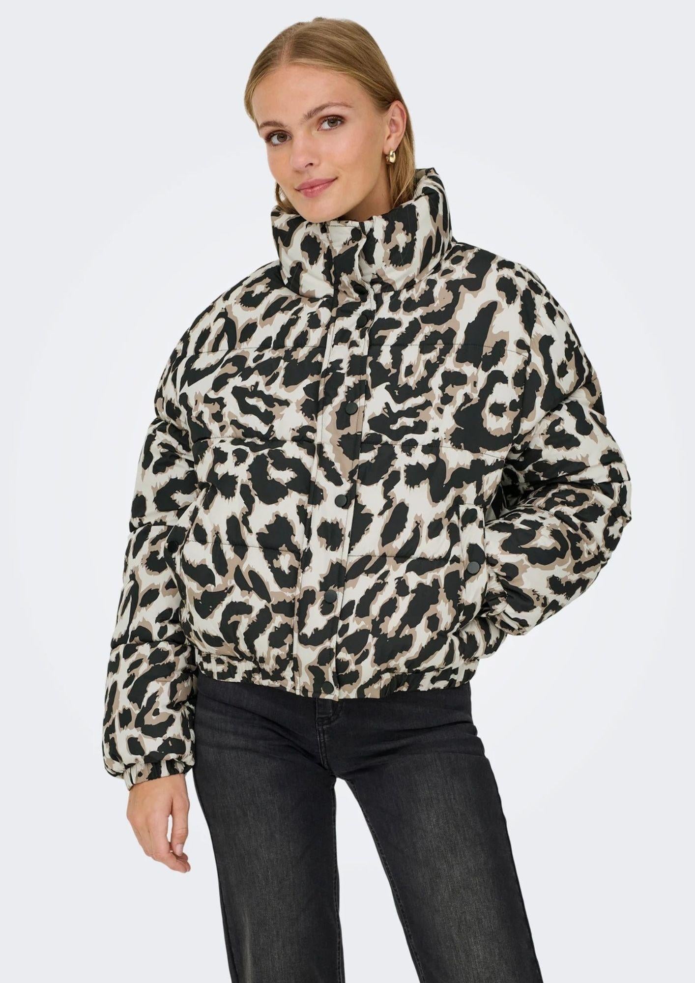 Jacqueline De Yong Giacca Invernale Donna Moon Beige Animalier 15353988 Moonbeam TIGERS EYE-BLACK LEO JACQUELINE DE YONG