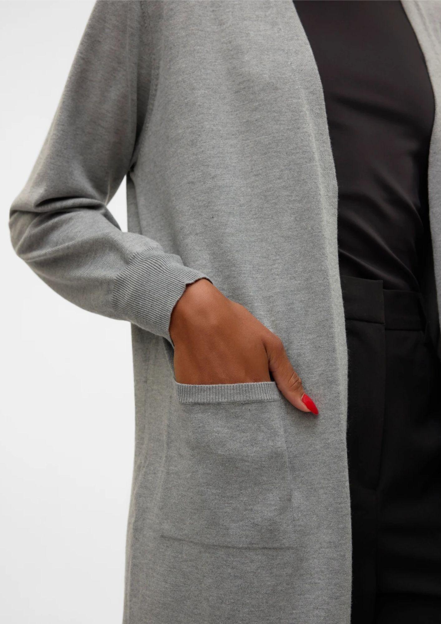 Vero Moda Cardigan Lungo Donna Silje Grigio Medio 10320462 Medium Grey Melange VERO MODA