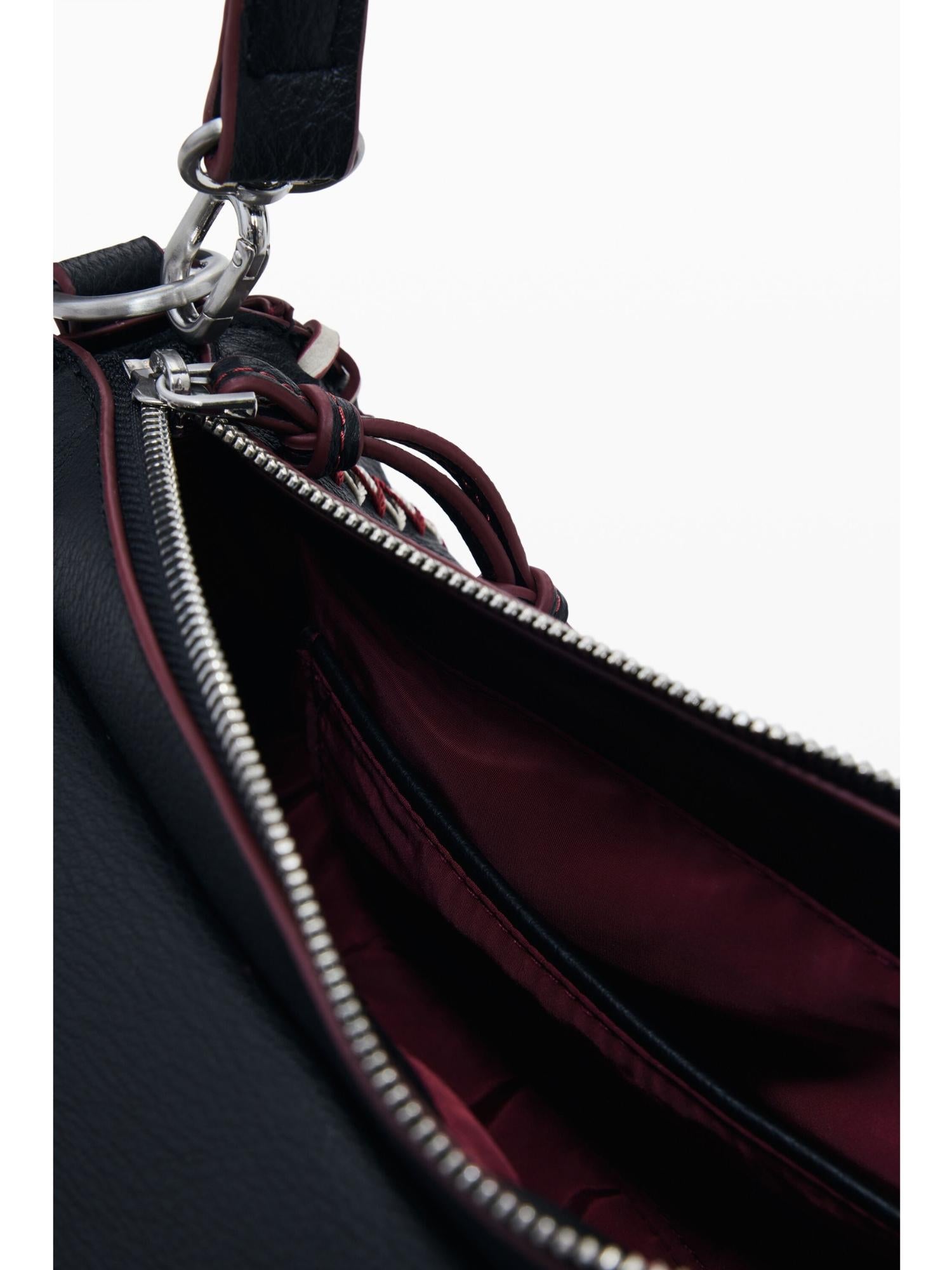 Desigual Borsa effetto pelle cuciture media Donna Nero 25WAXPBE 2000 DESIGUAL