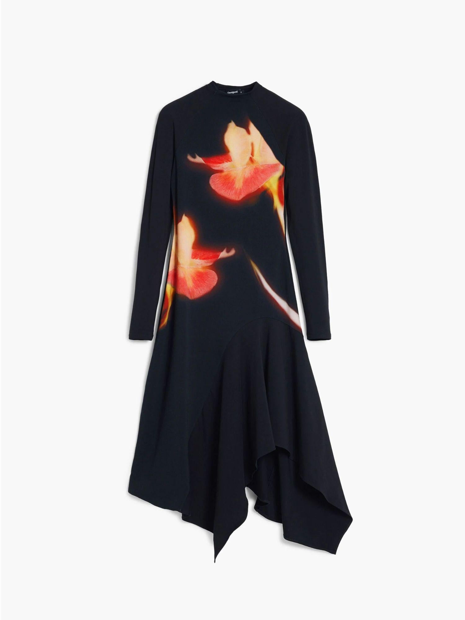 Desigual Abito aderente asimmetrico Donna Nero 25WWVK40 2000 DESIGUAL