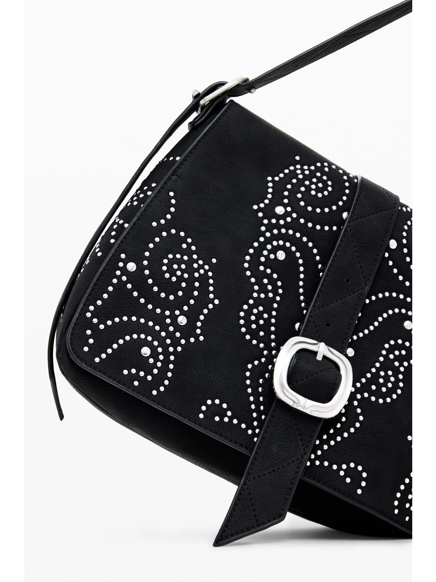Desigual Borsa a tracolla effetto pelle con borchie piccola Donna Nero 25WAXPBH 2000 DESIGUAL