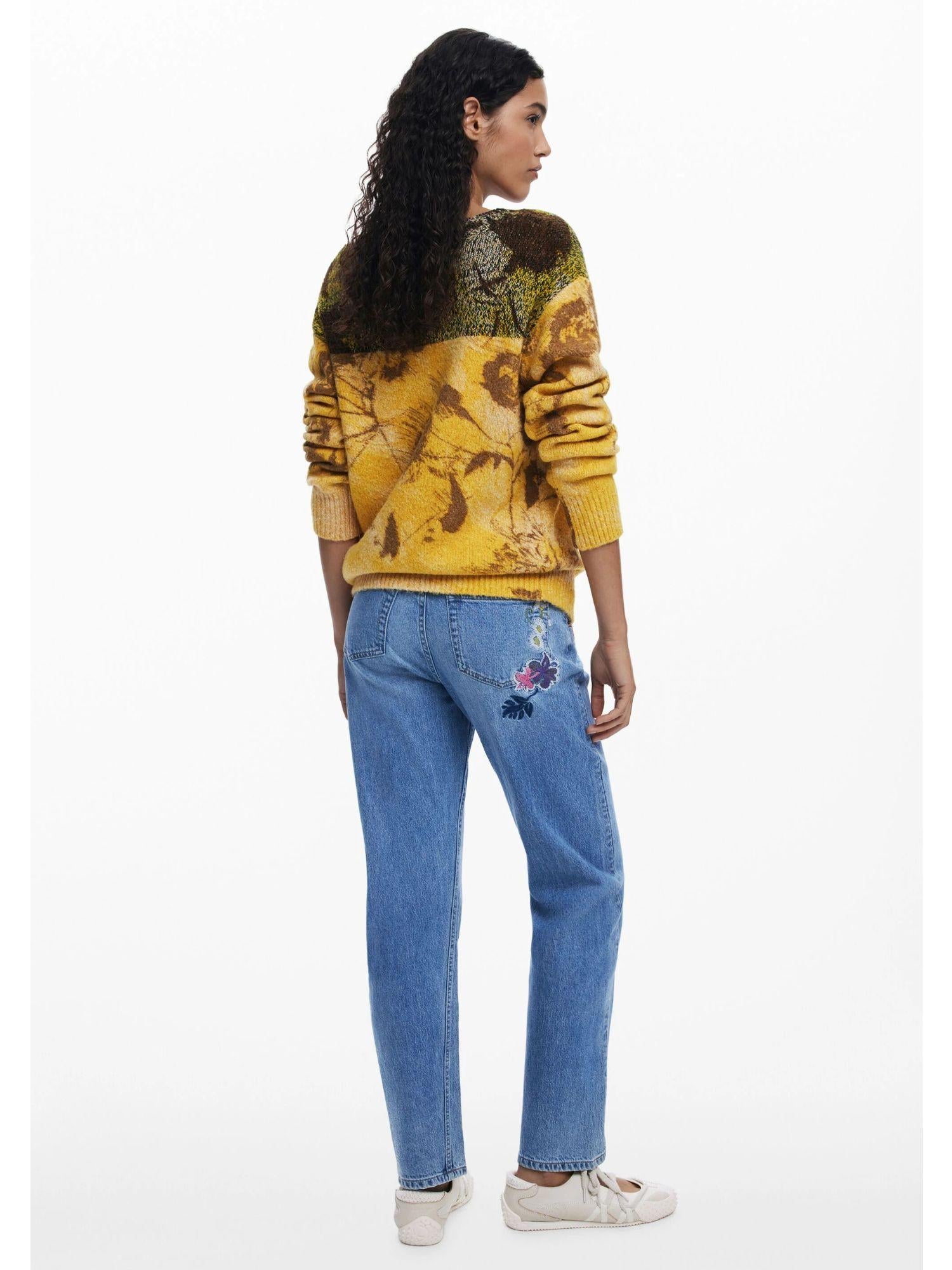 Desigual Maglione jacquard a fiori Donna Giallo 25WWJF30 8018 DESIGUAL