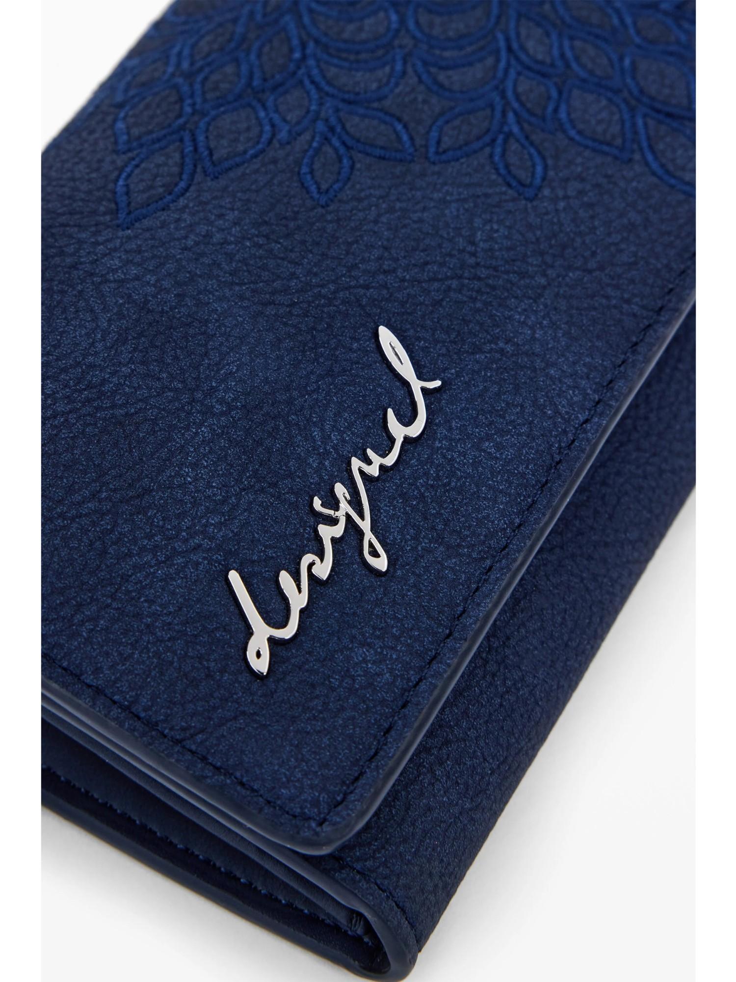 Desigual Portamonete effetto pelle ricamato medio Donna Blu 25WAYP36 5031 DESIGUAL