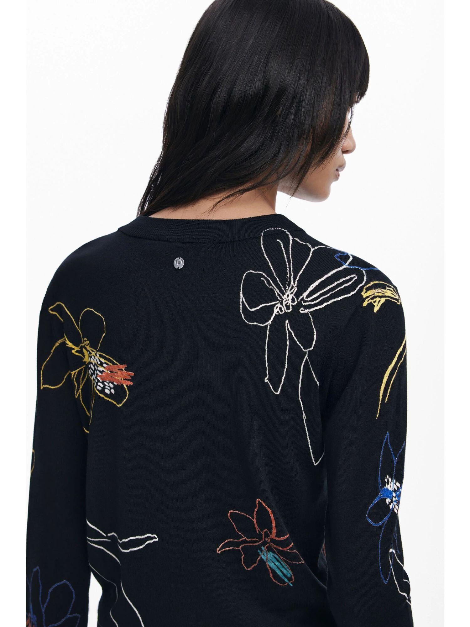 Desigual Maglione leggero con tratti floreali Donna Nero 25WWJF33 2000 DESIGUAL